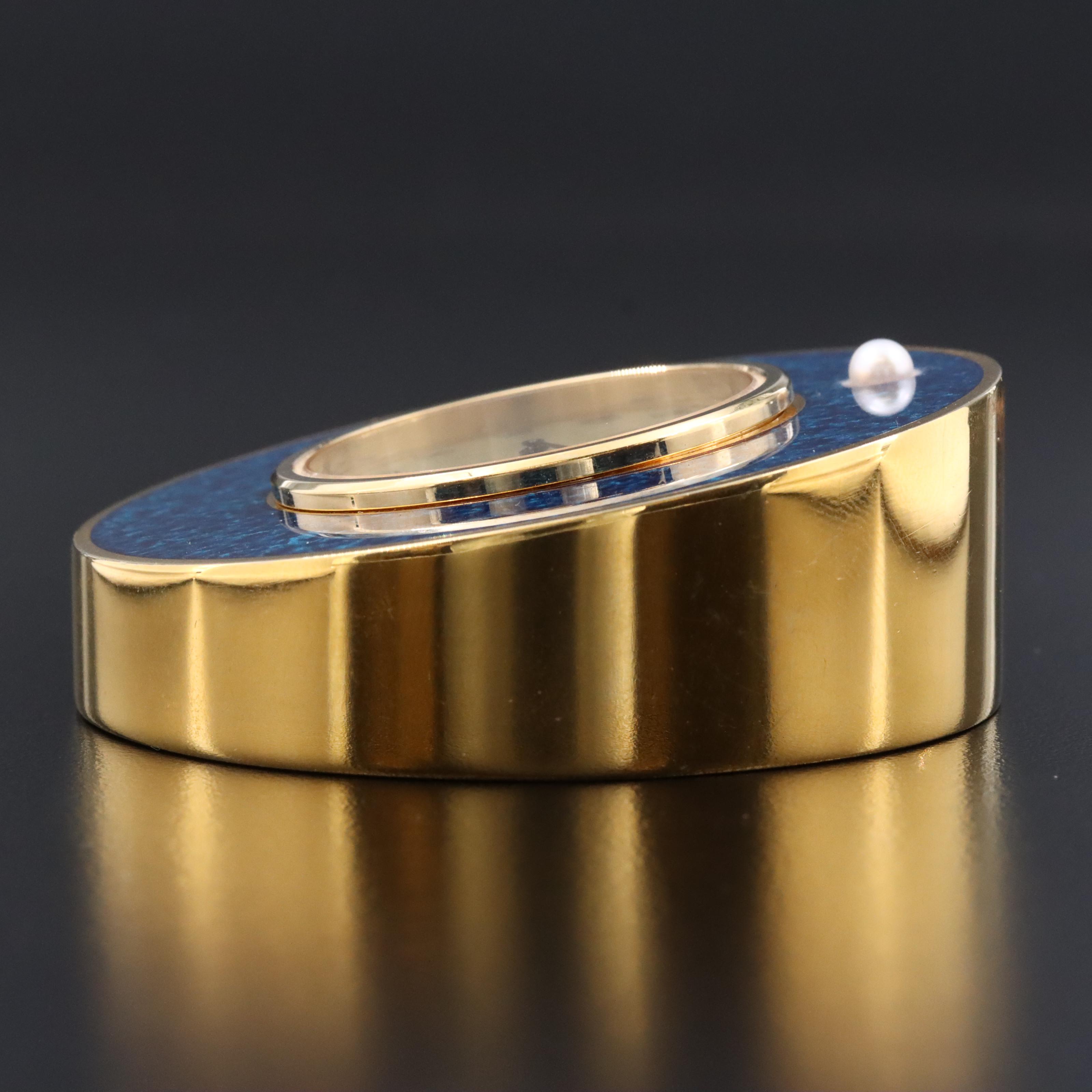 Mikimoto Vitreous Enamel and Pearl Brass Desk Clock