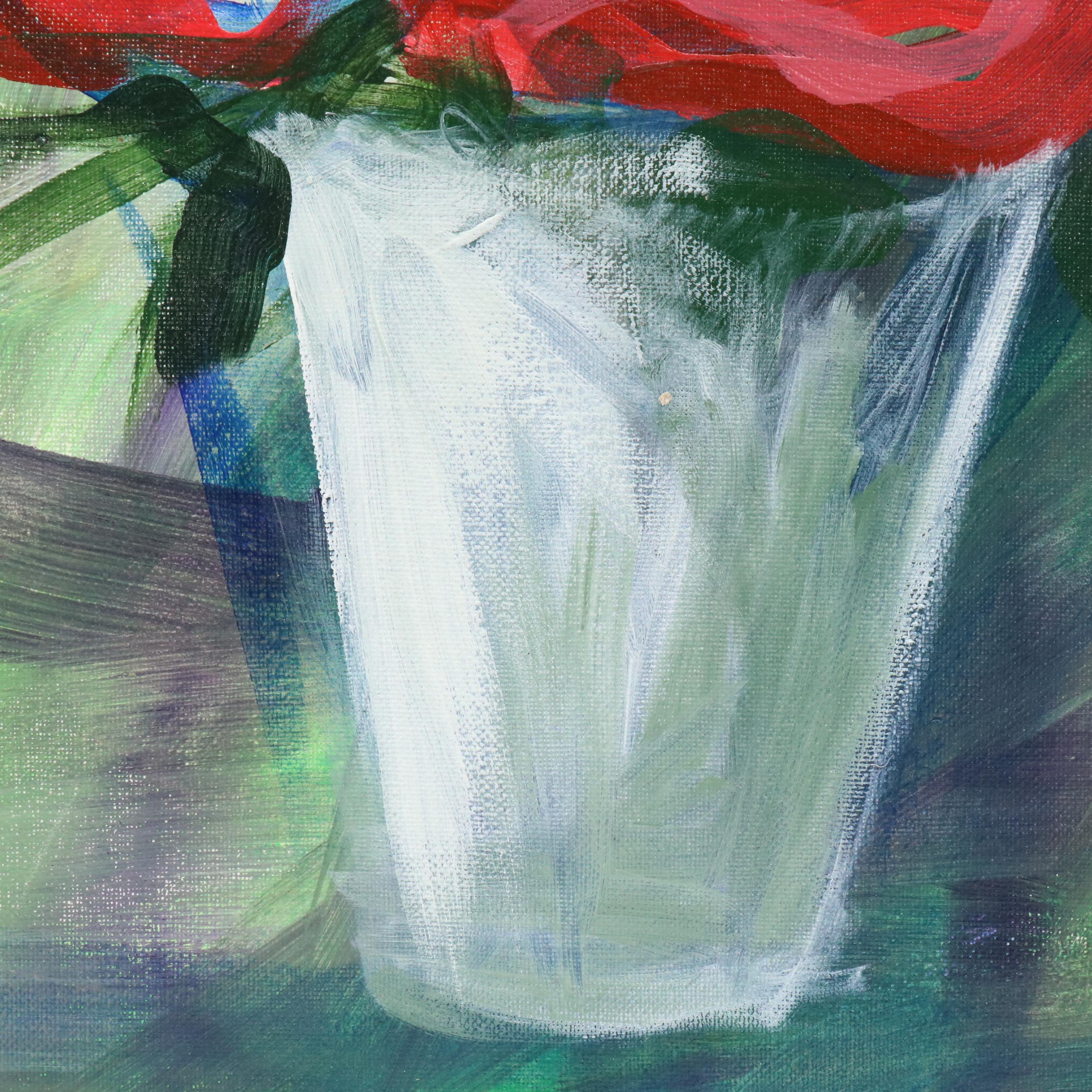 Said Oladejo-lawal Stylized Floral Acrylic Painting, 2020