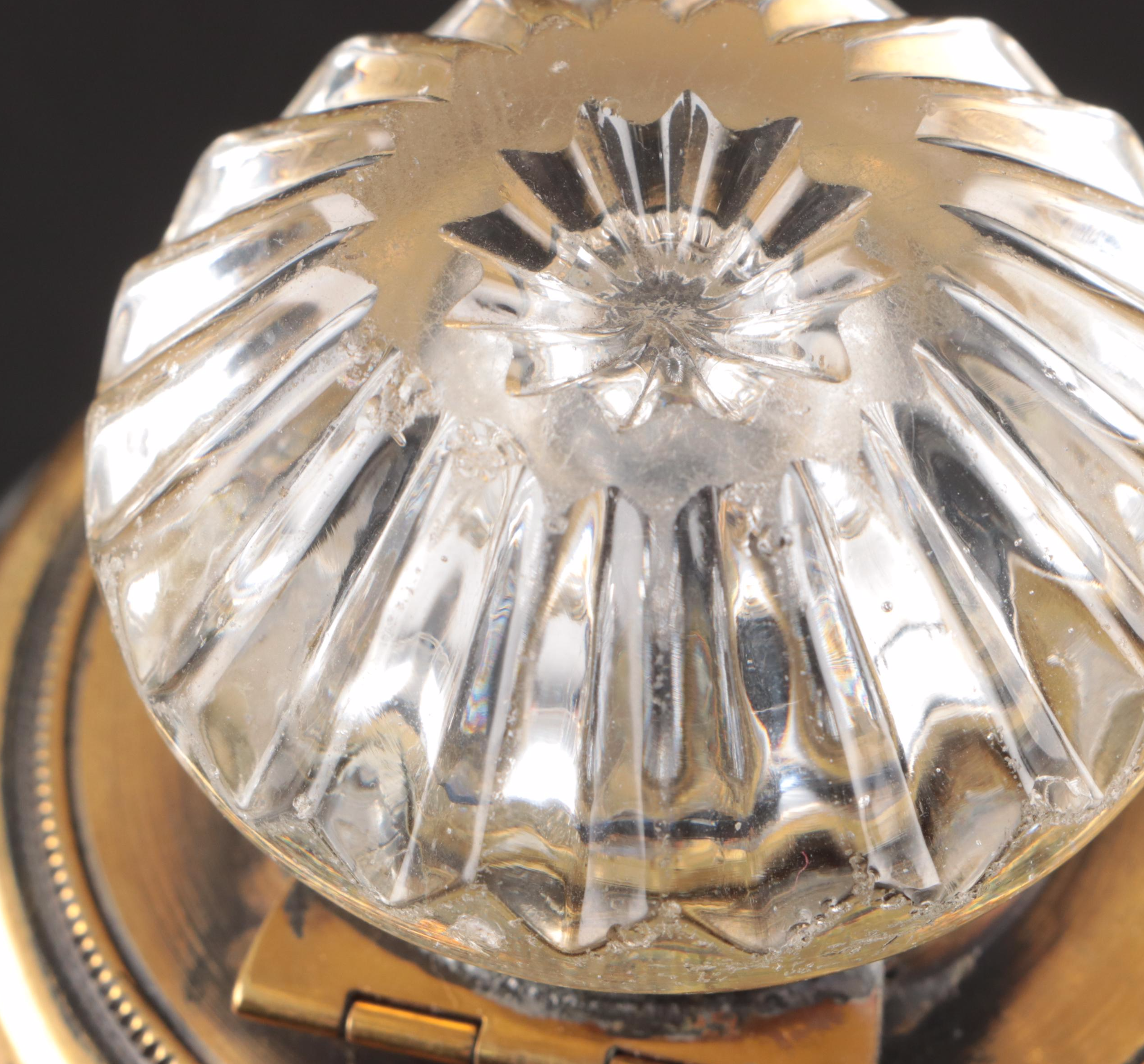 Crystal and Brass Inkwells