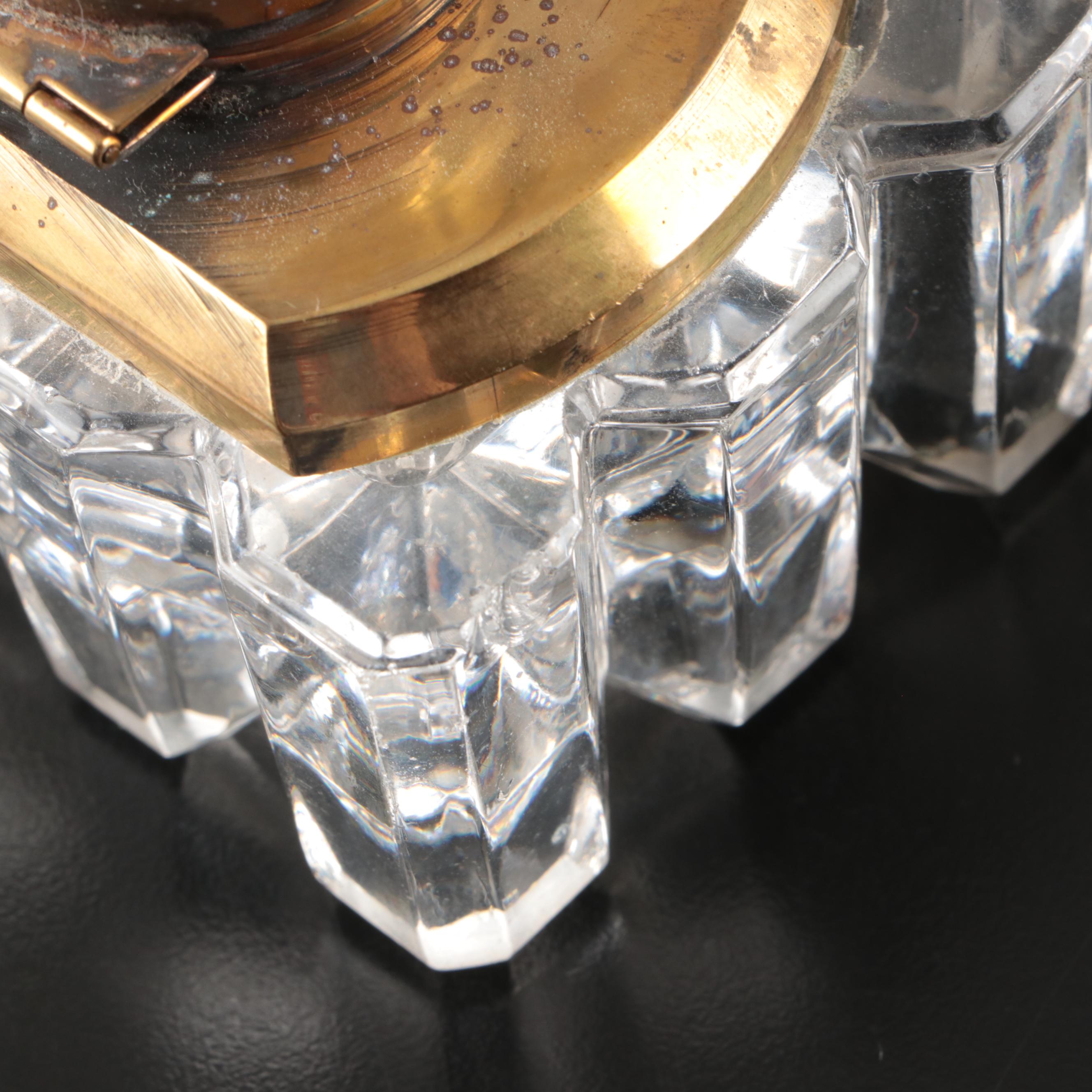 Crystal and Brass Inkwells