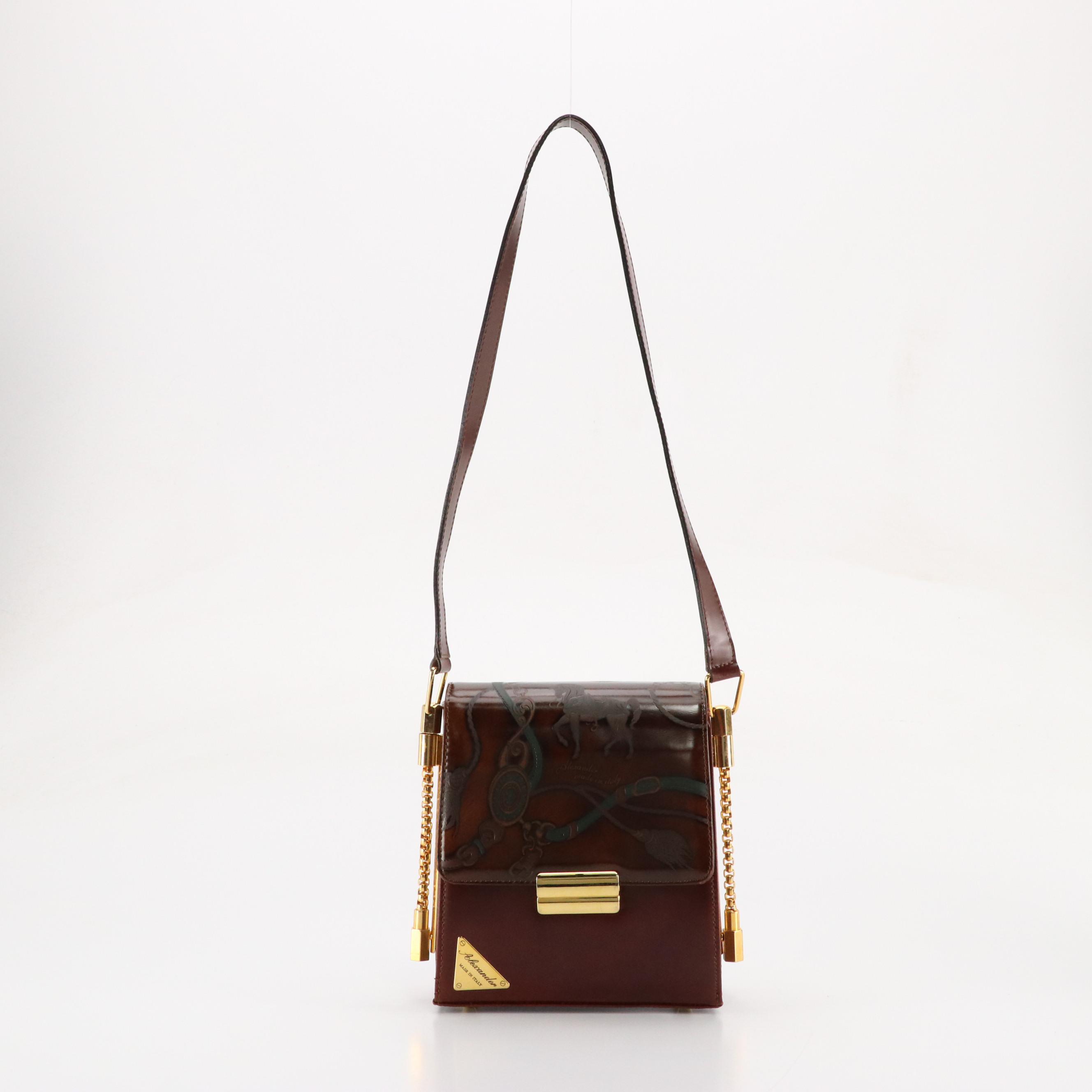 Alexander Two-Way Satchel in Embossed Glazed Leather