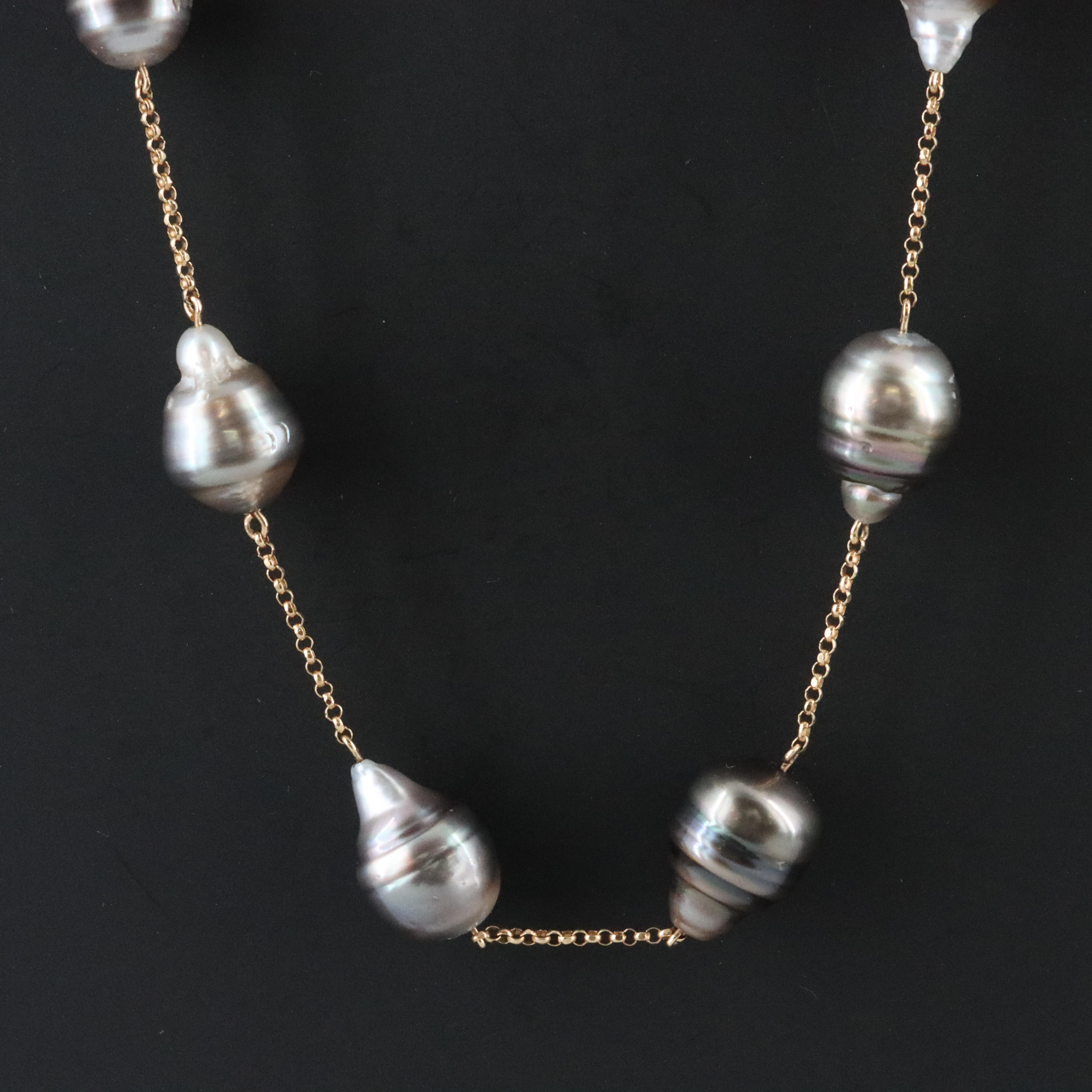 14K Pearl Station Necklace