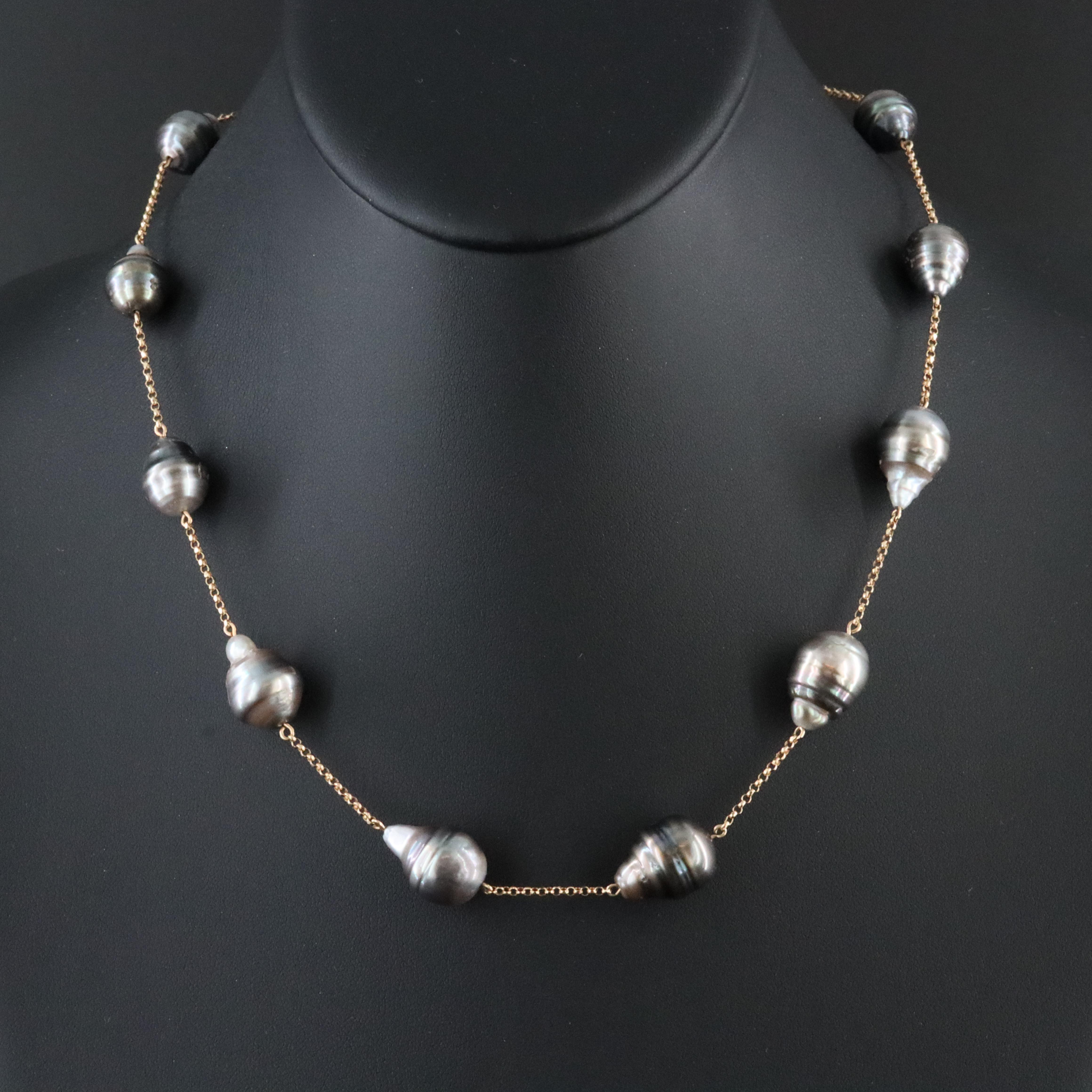 14K Pearl Station Necklace