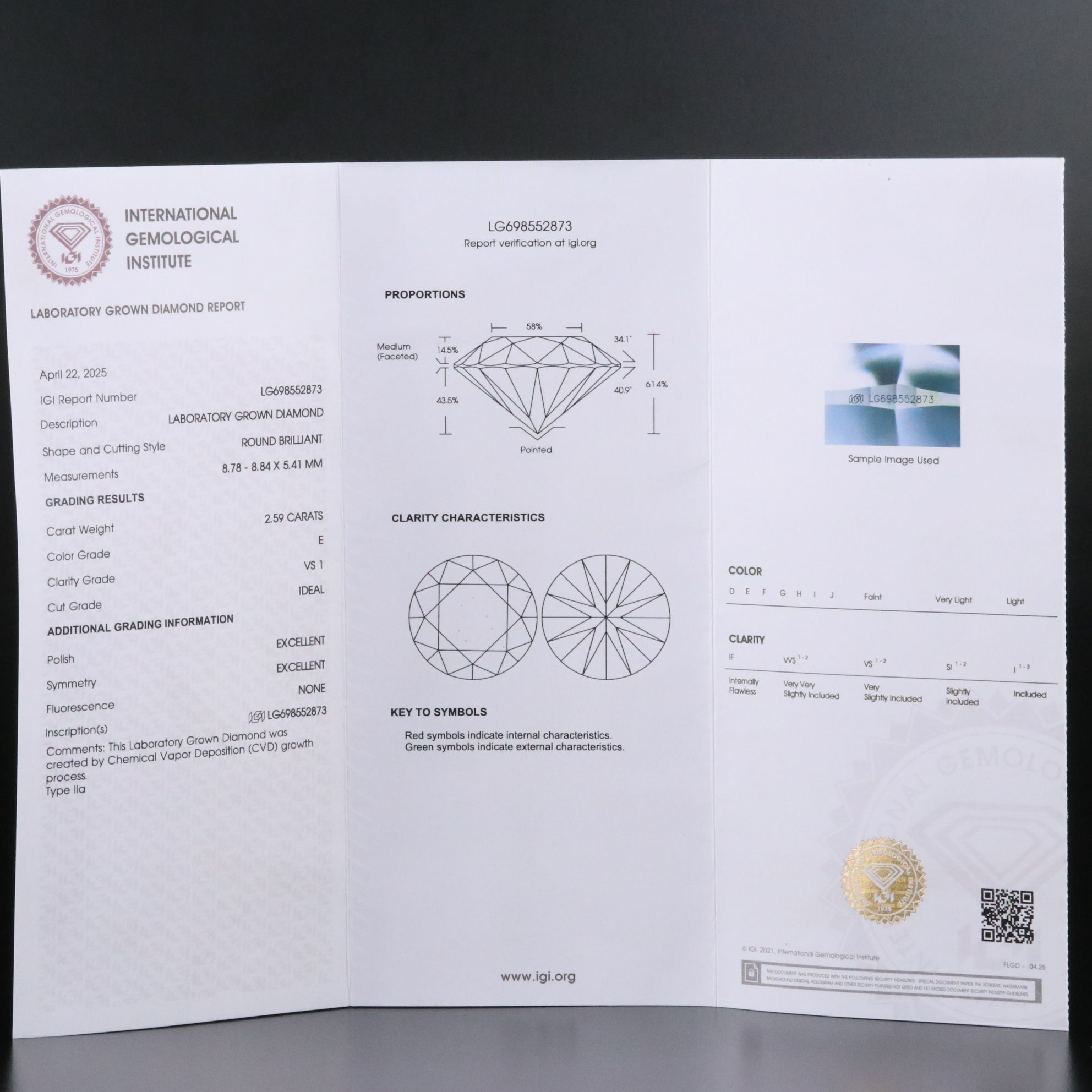 Platinum 5.17 CTW Lab Grown Diamond Stud Earrings with IGI Reports