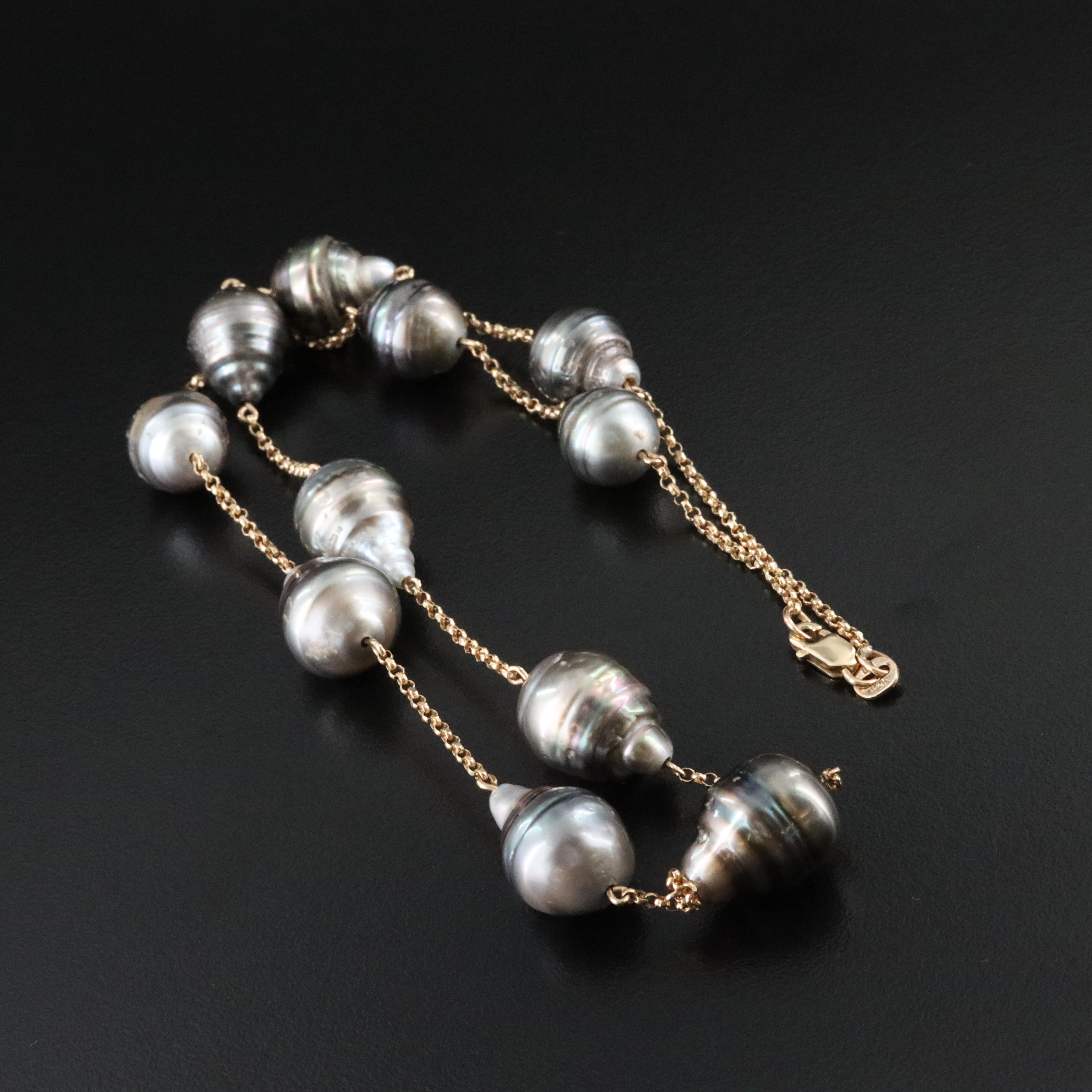 14K Pearl Station Necklace
