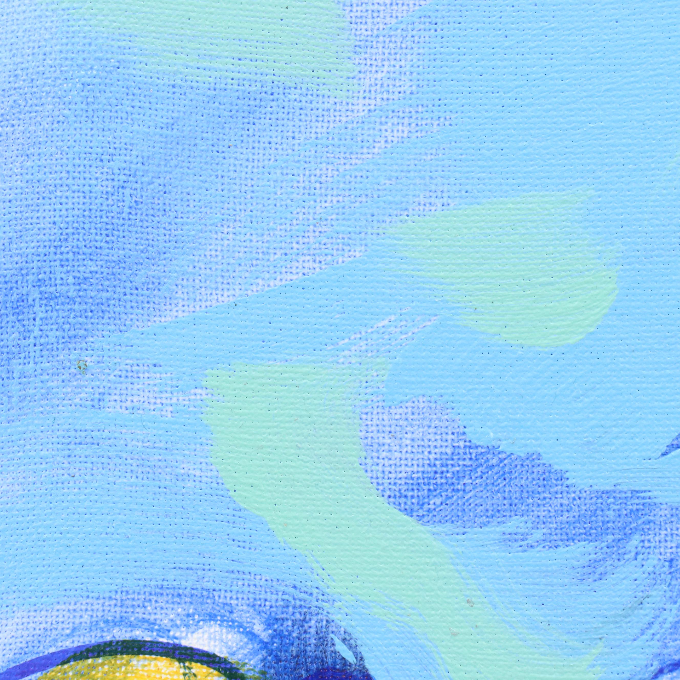 Lanre Buraimoh Stylized Floral Mixed Media Painting, 2015