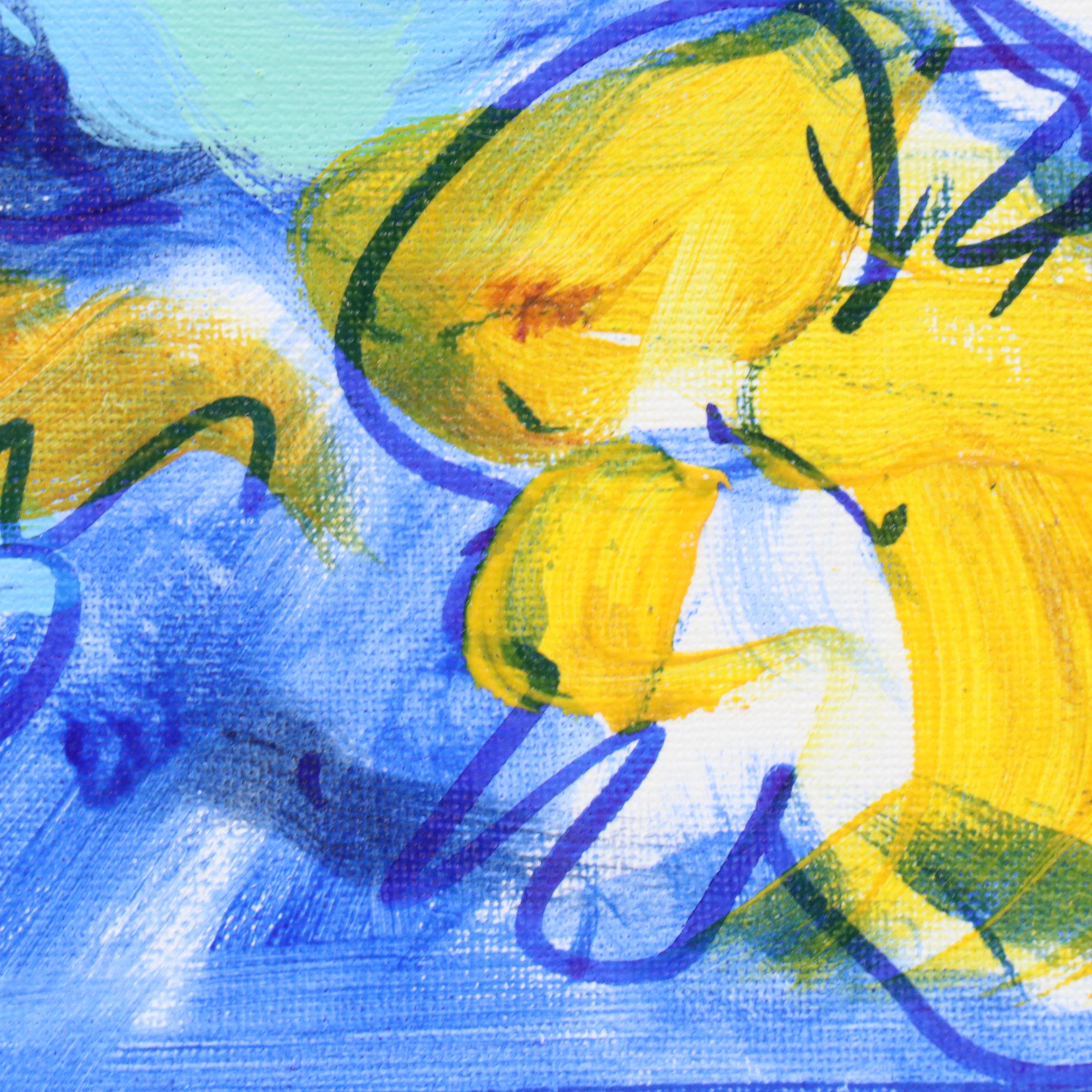 Lanre Buraimoh Stylized Floral Mixed Media Painting, 2015