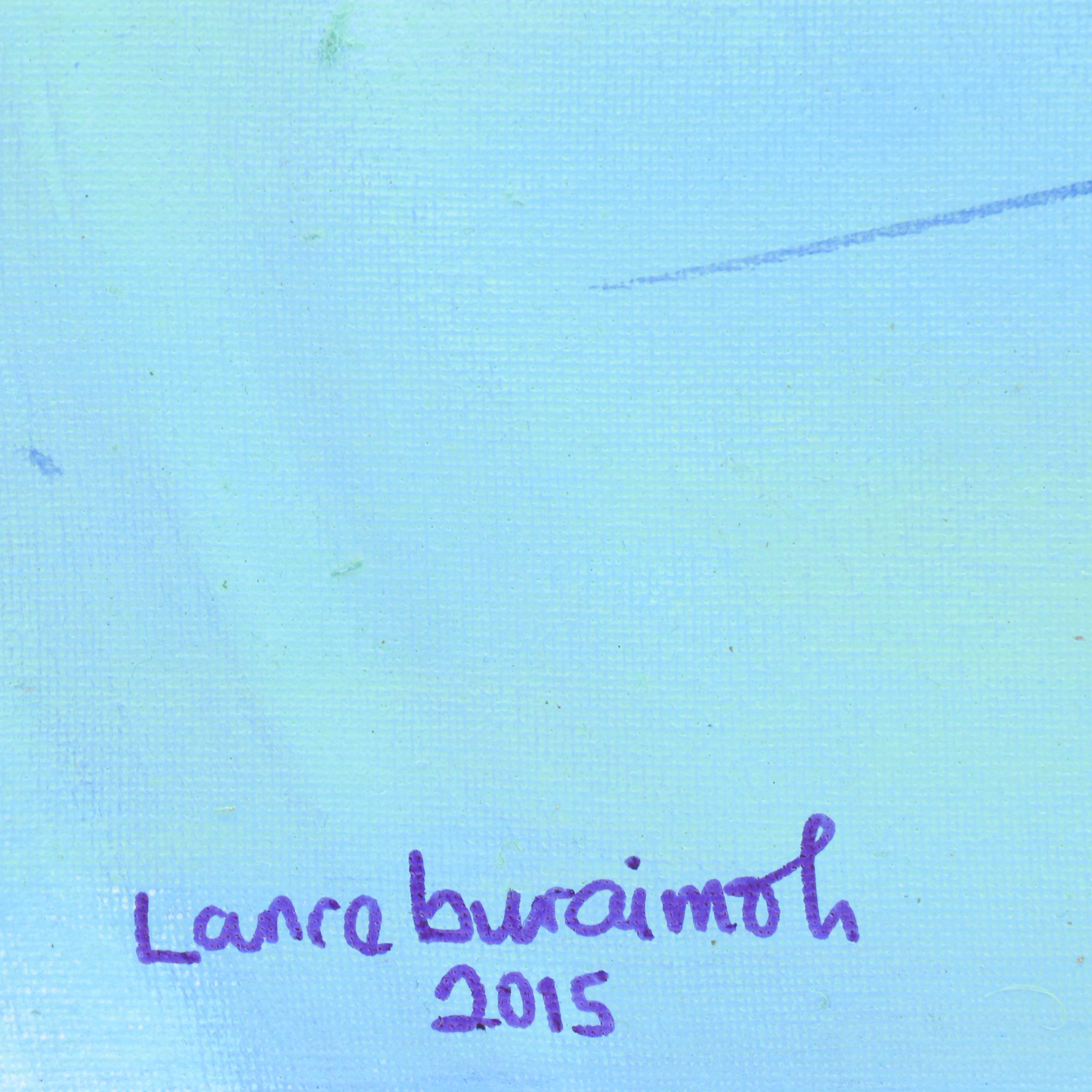 Lanre Buraimoh Stylized Floral Mixed Media Painting, 2015