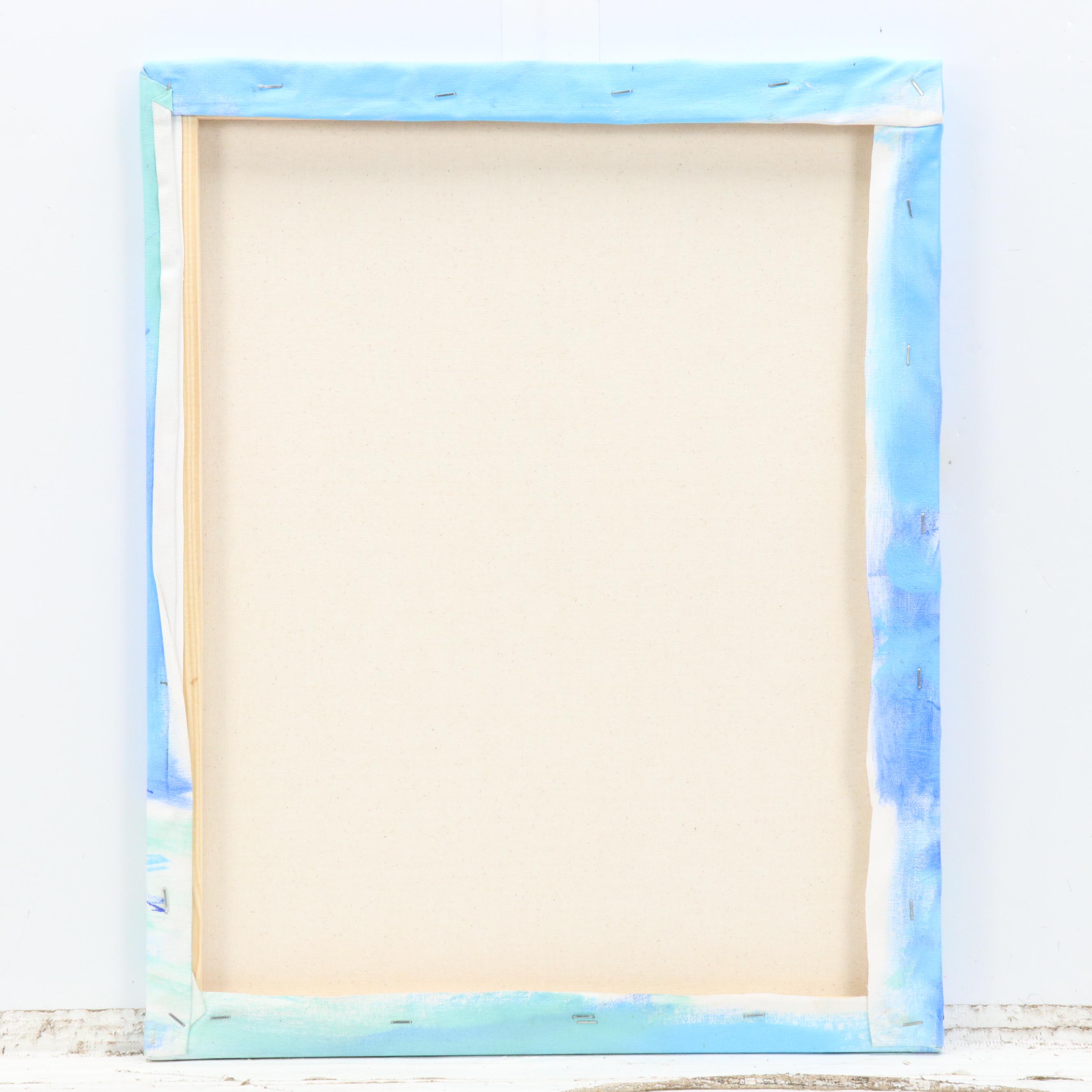 Lanre Buraimoh Stylized Floral Mixed Media Painting, 2015