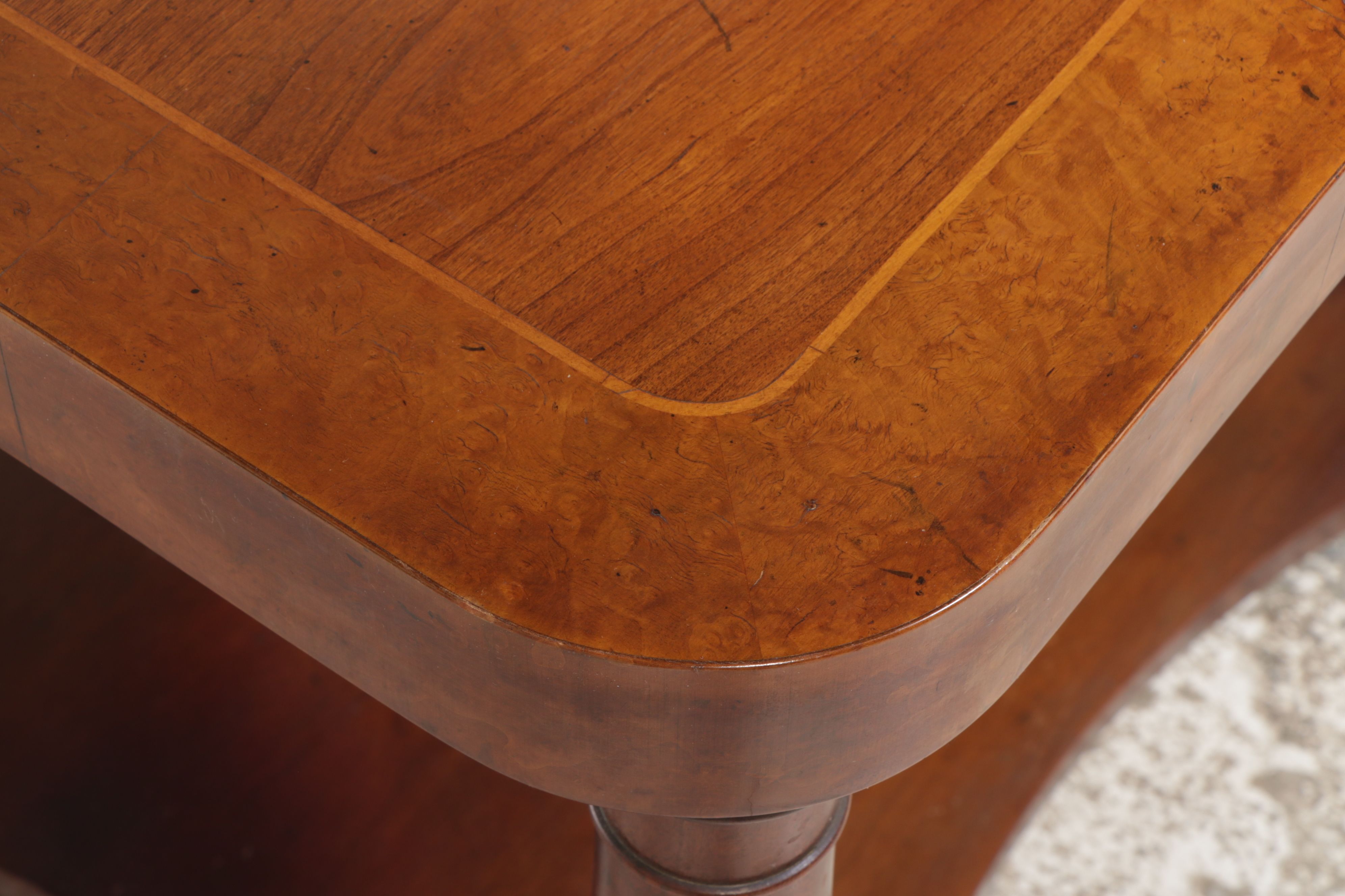 Pair of Baker Furniture Empire Style Burl Wood and Walnut End Tables
