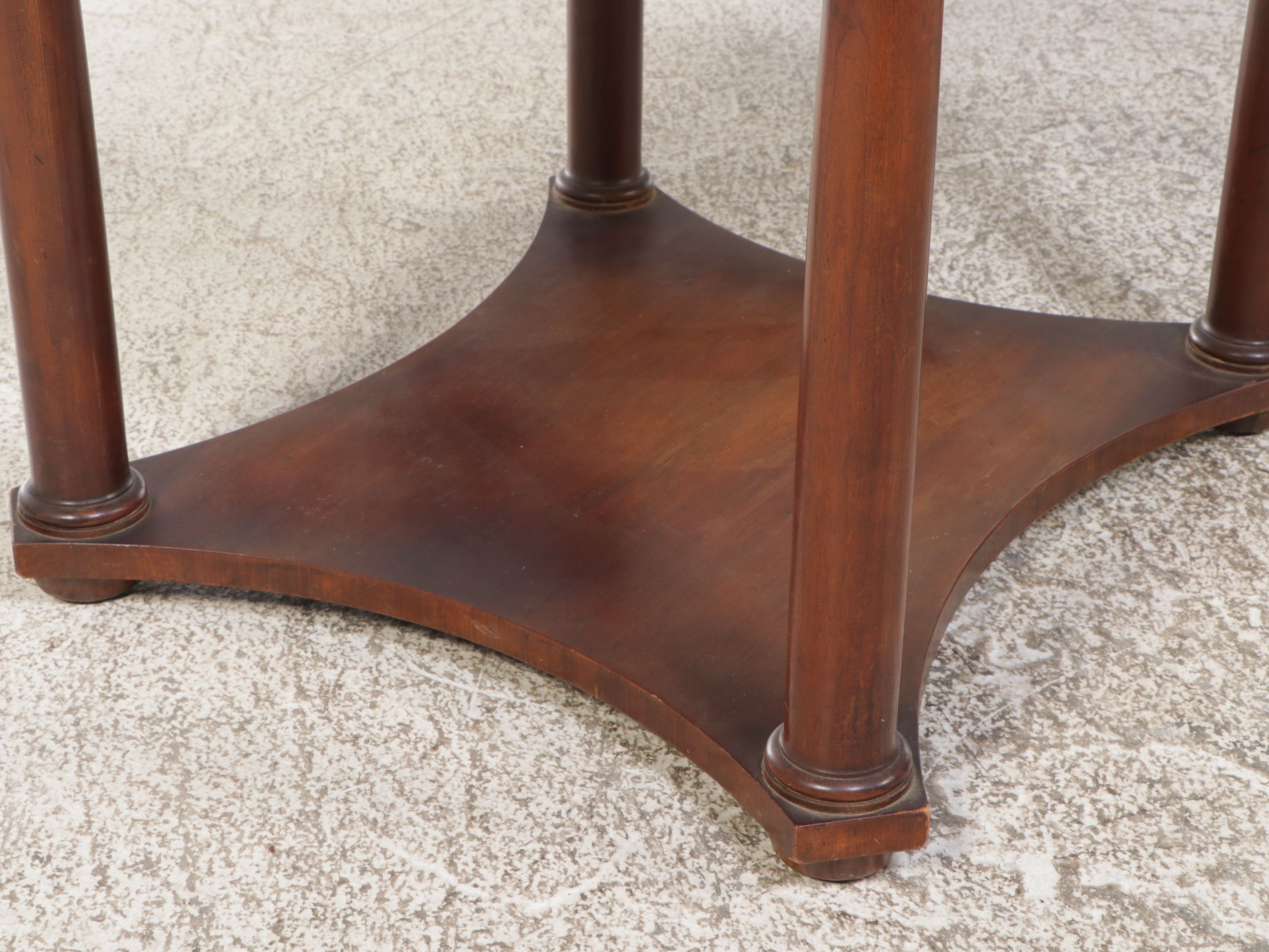 Pair of Baker Furniture Empire Style Burl Wood and Walnut End Tables