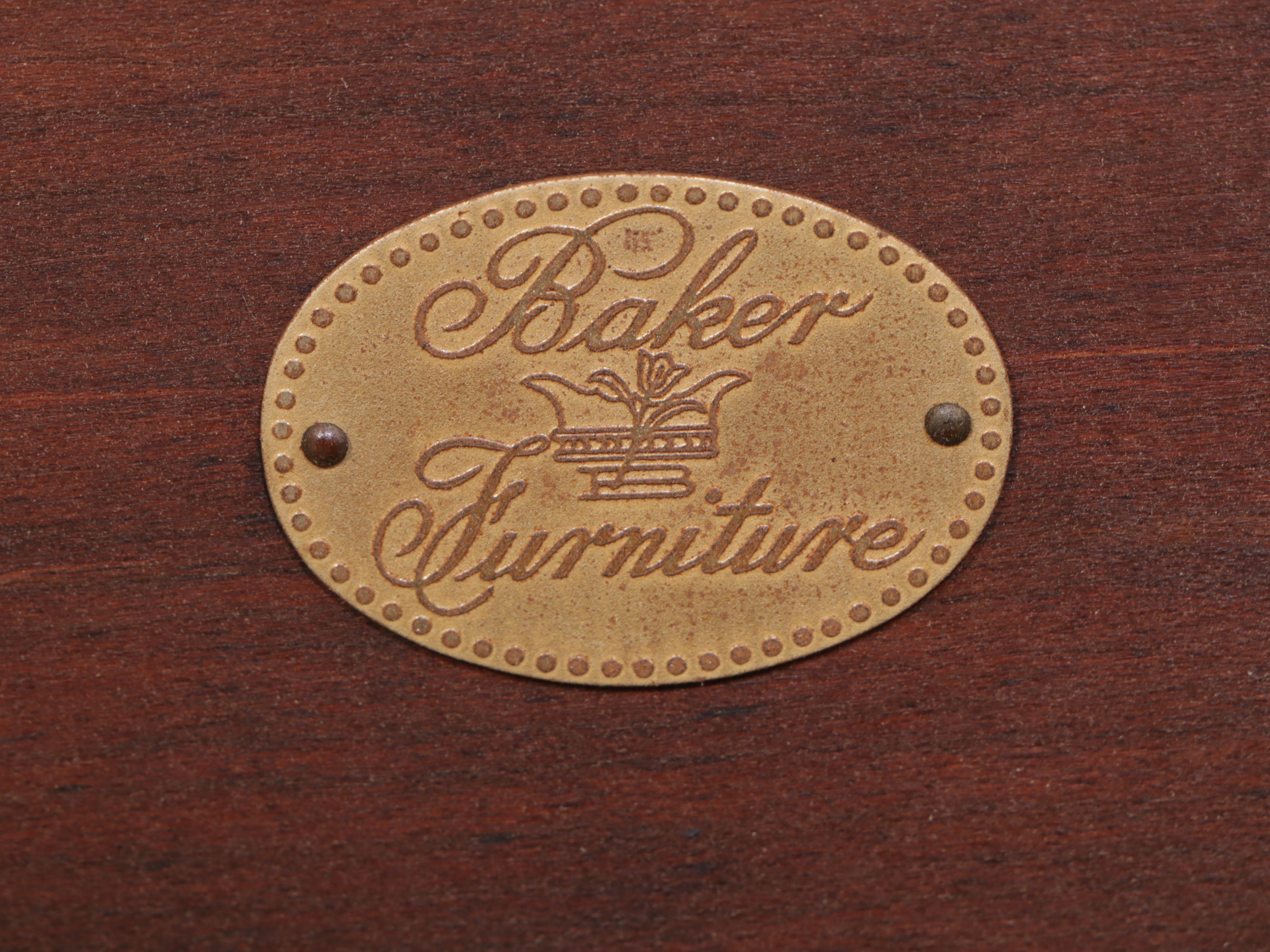 Pair of Baker Furniture Empire Style Burl Wood and Walnut End Tables