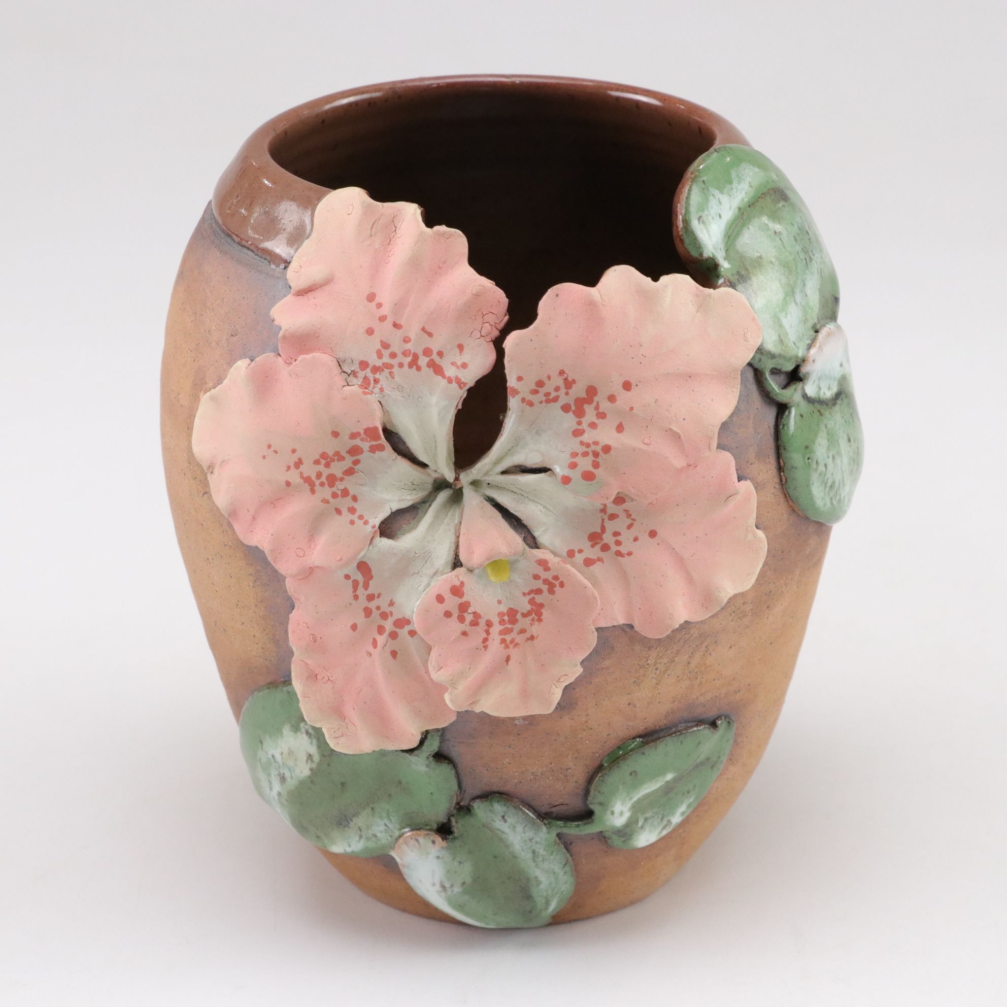 Old Patagonia Pottery Hibiscus, Iris and Violets on Vases