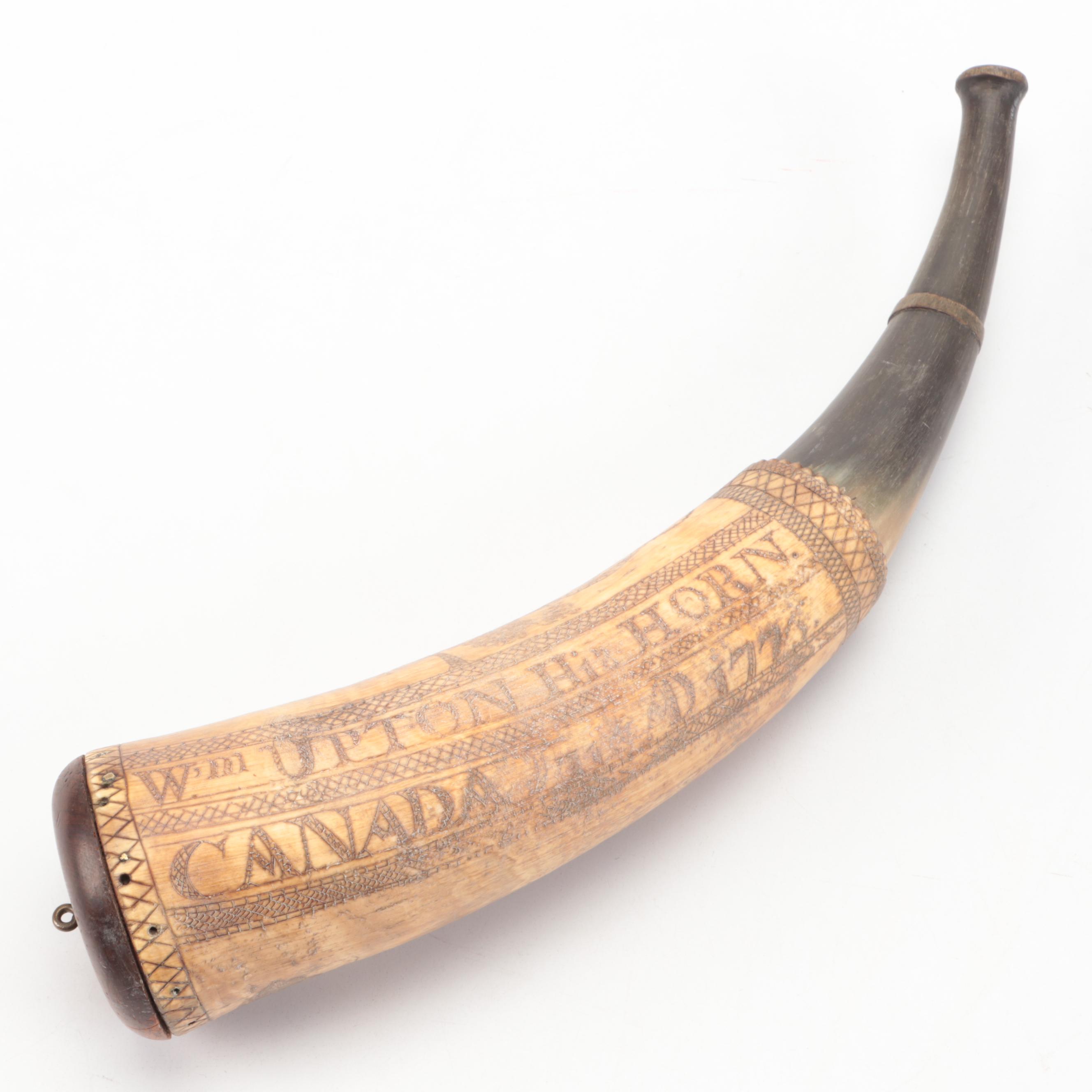 American Revolution Reproduction Scrimshaw Powder Horn