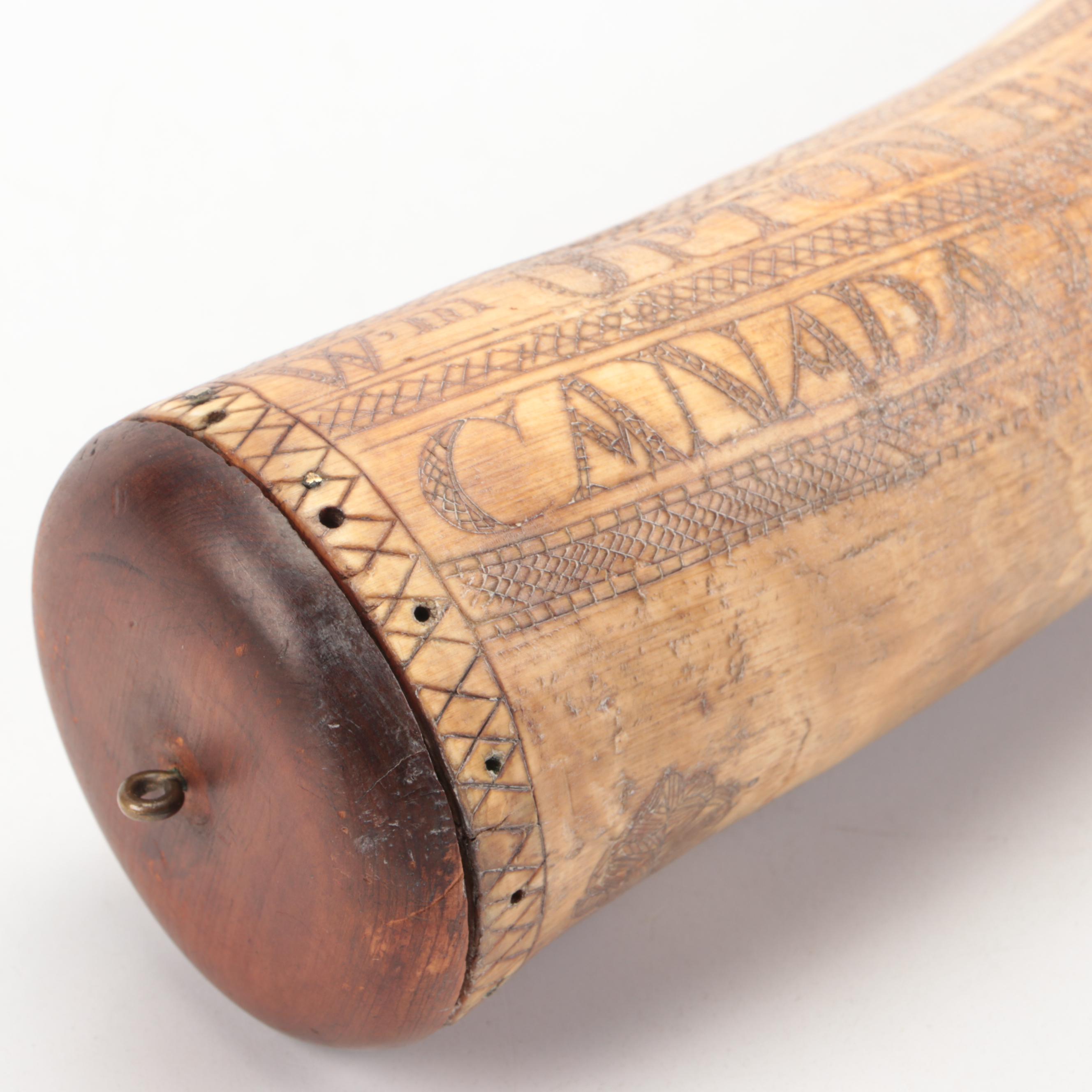 American Revolution Reproduction Scrimshaw Powder Horn