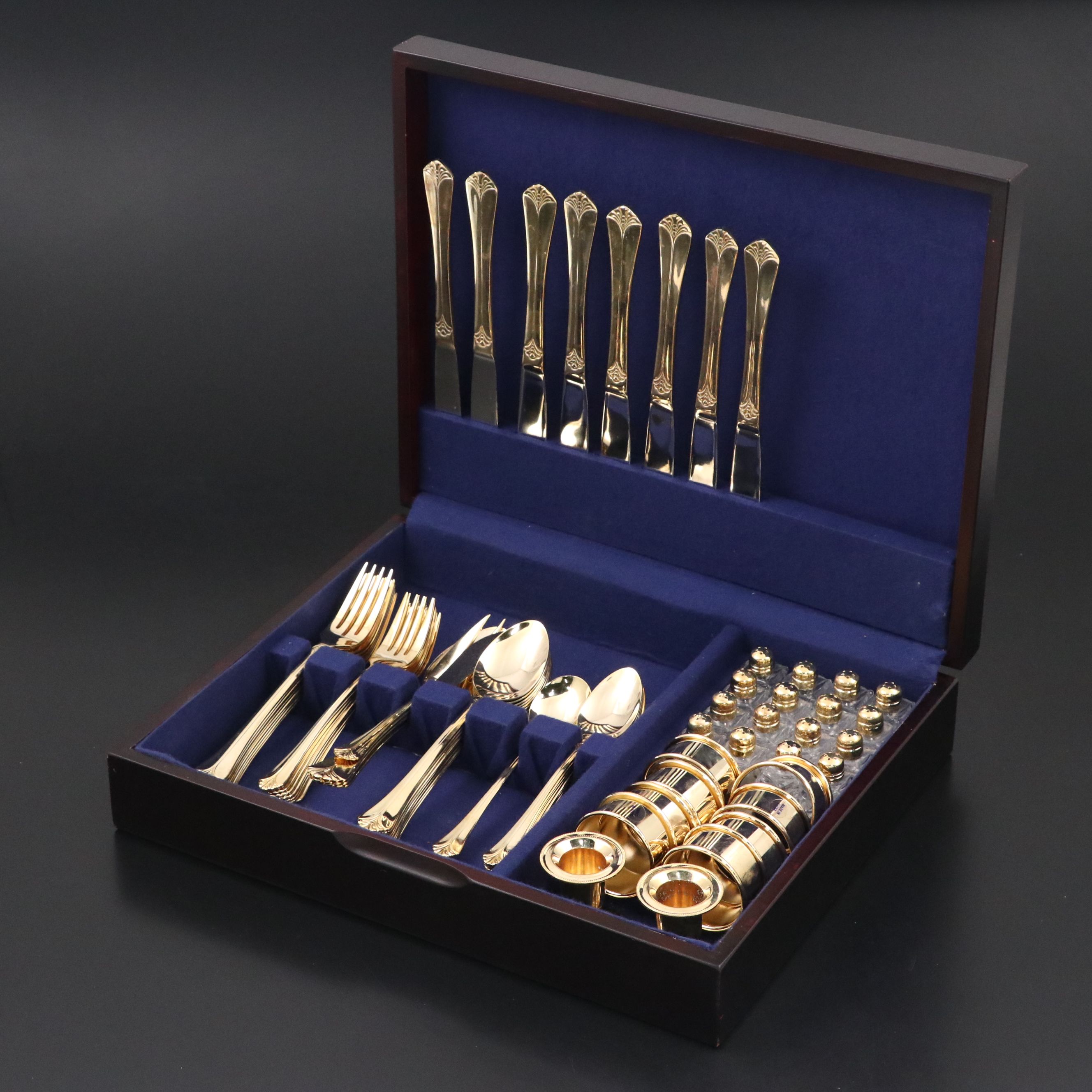International Gold Electroplate Flatware Set with Other Table Accessories