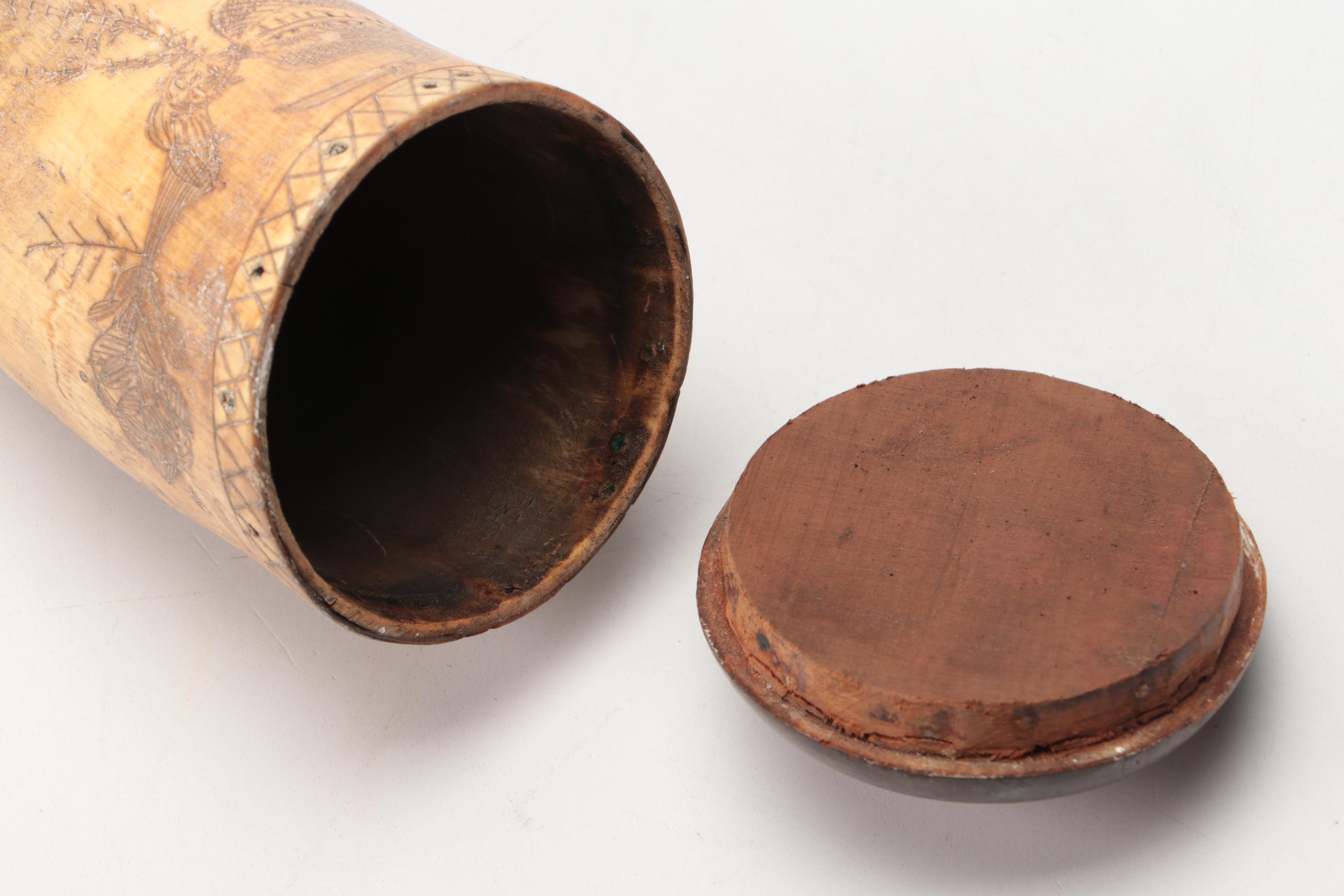 American Revolution Reproduction Scrimshaw Powder Horn