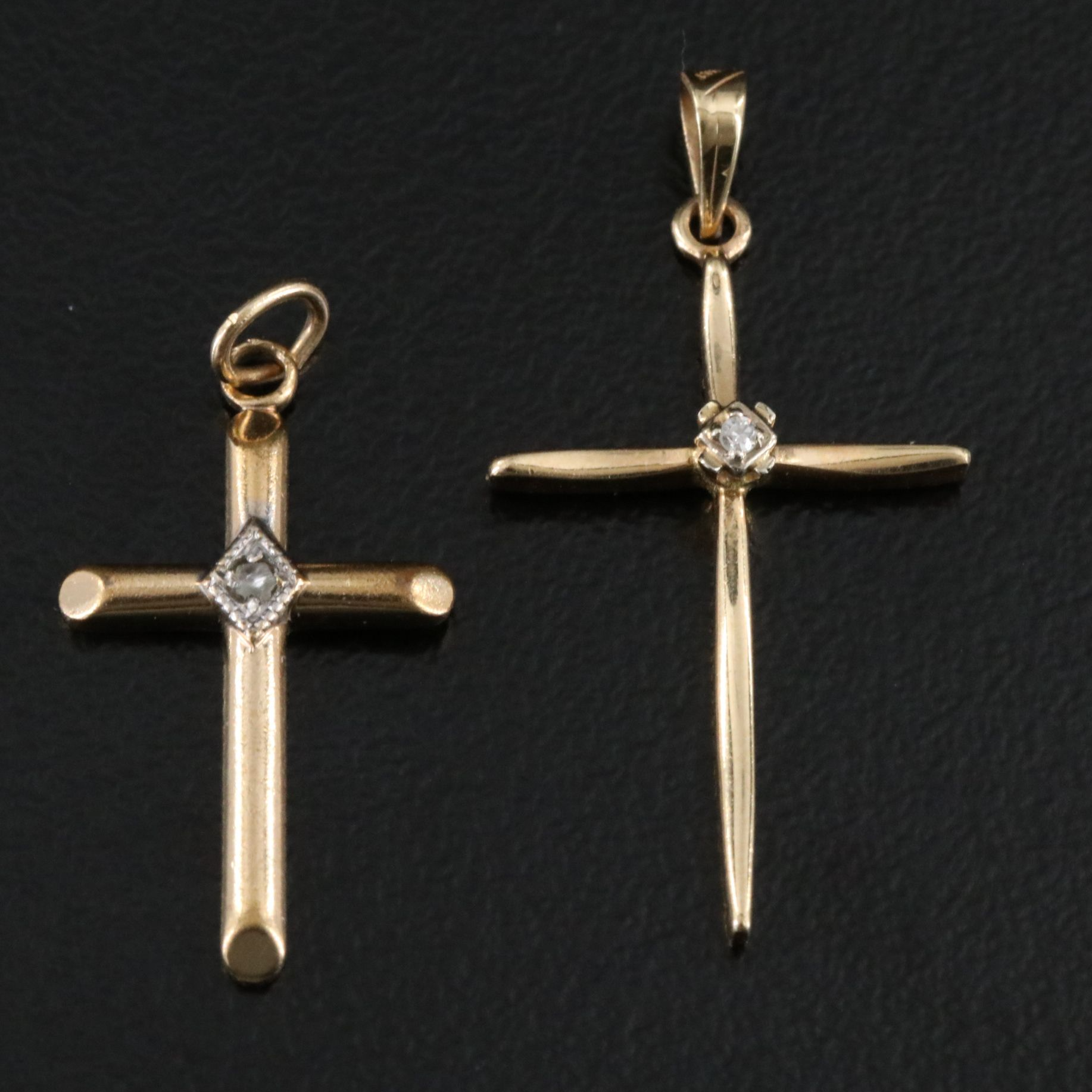 14K Diamond Cross Pendants