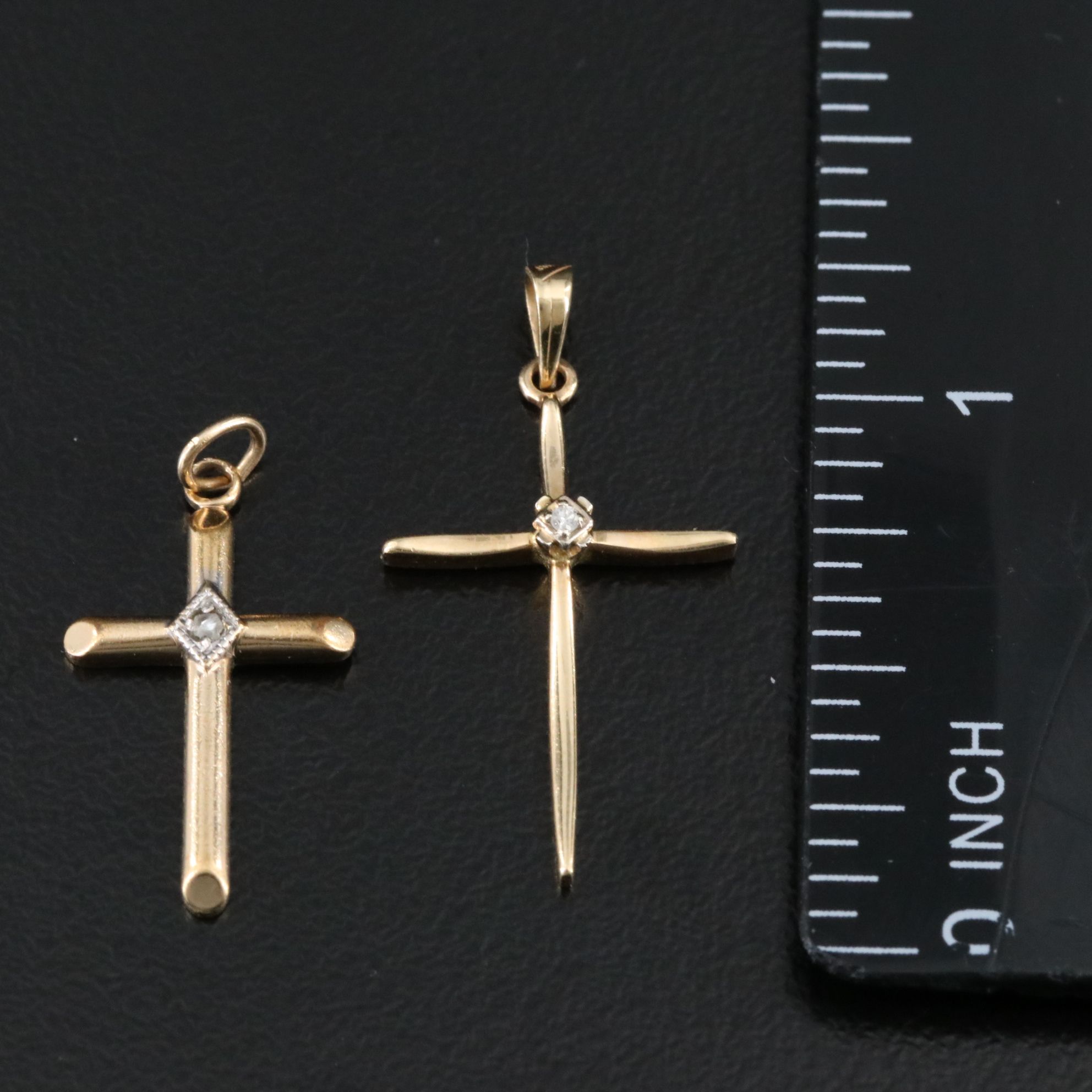 14K Diamond Cross Pendants
