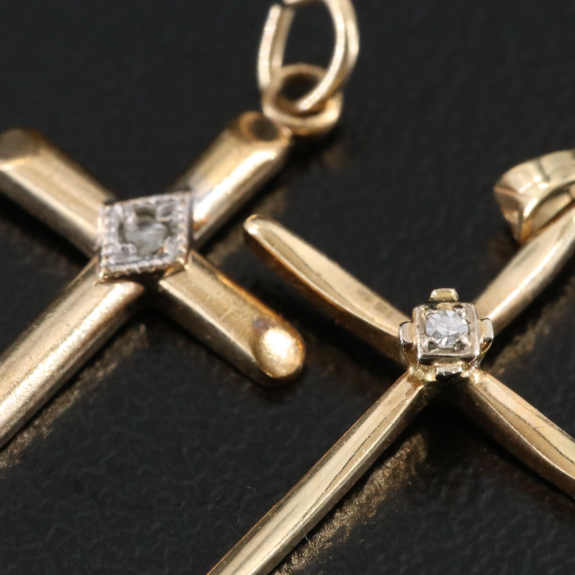 14K Diamond Cross Pendants