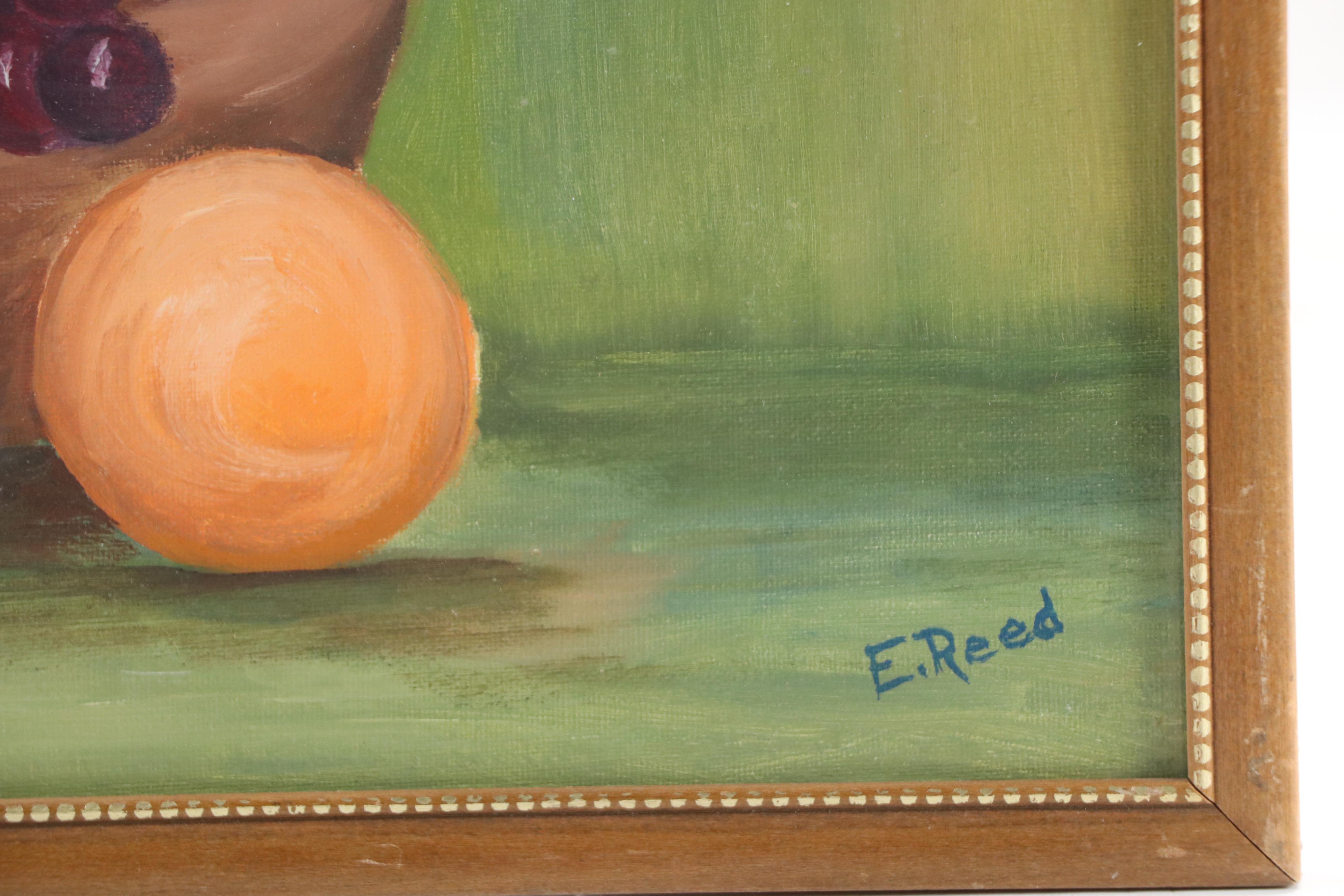 E. Reed Still Life With Fruit Bowl Acrylic Painting