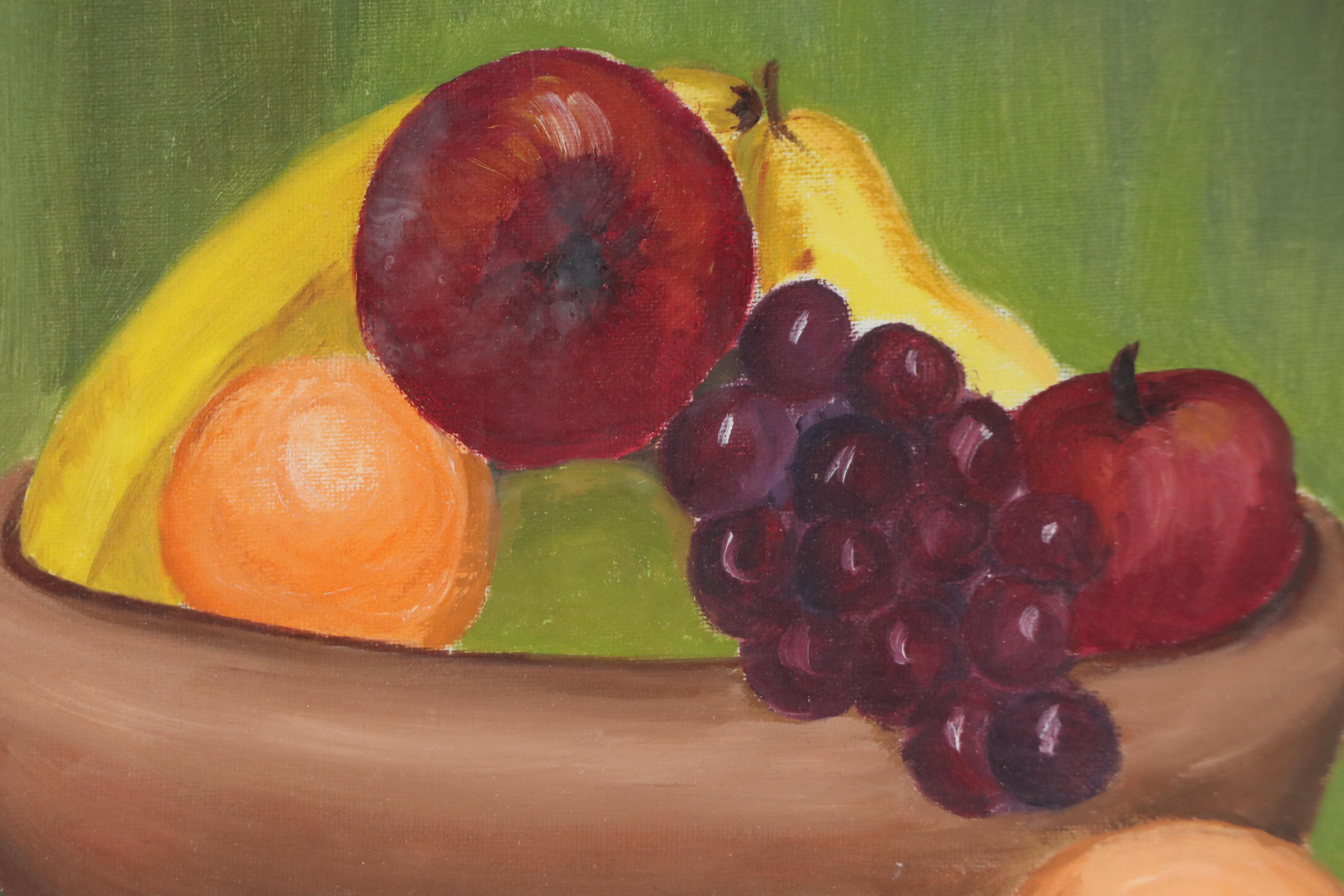 E. Reed Still Life With Fruit Bowl Acrylic Painting