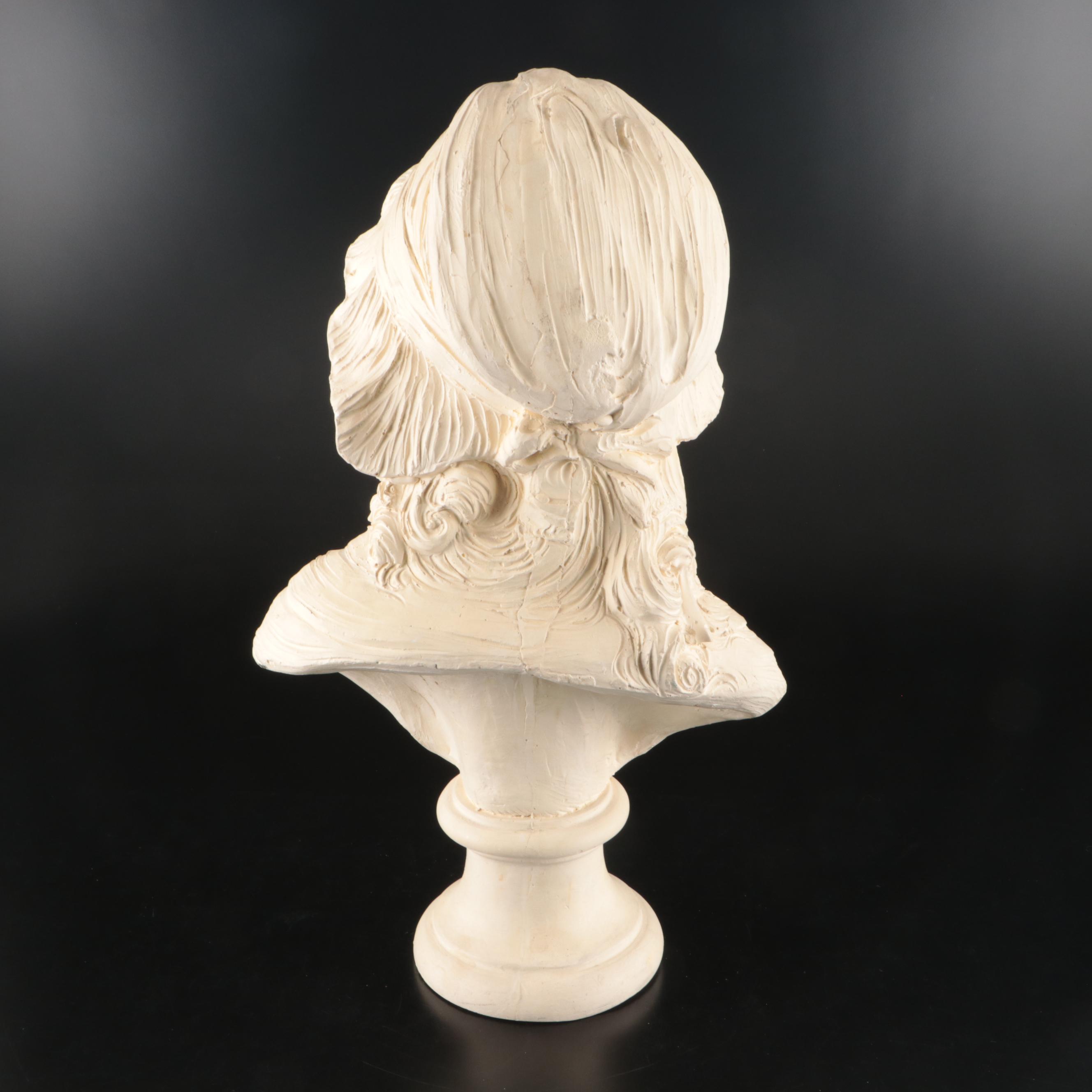 French Style Chalkware Bust of Young Girl After Grinam Niam
