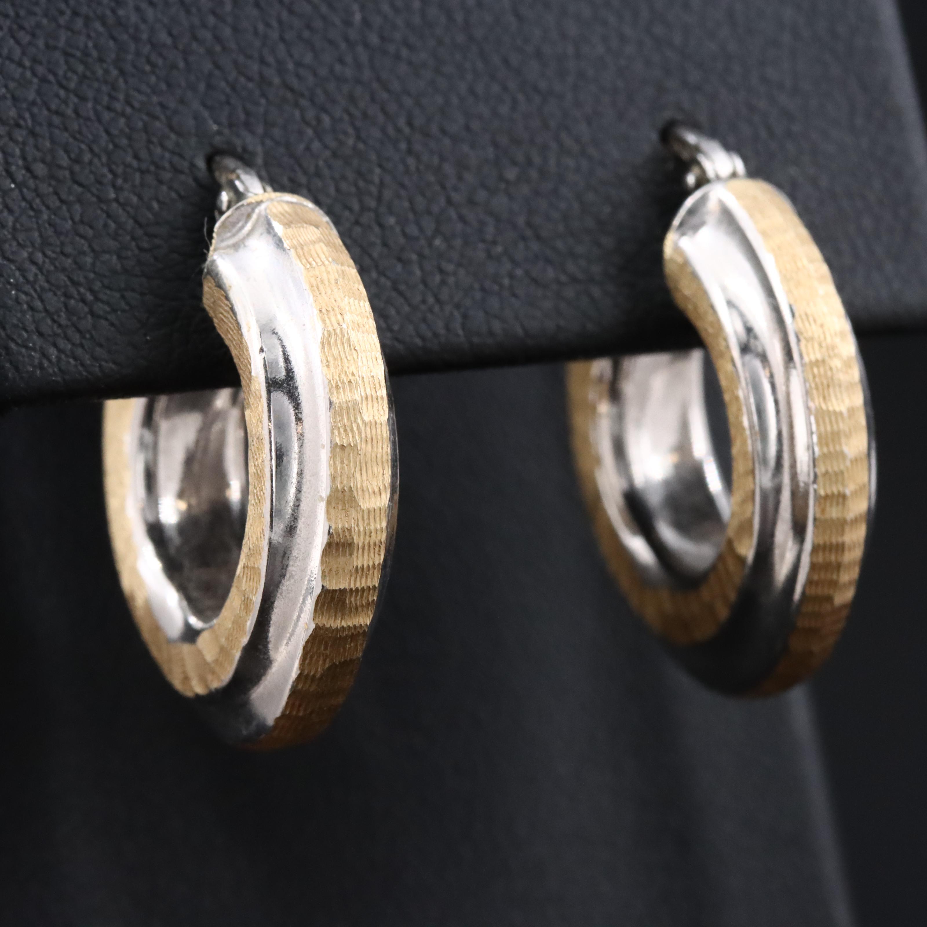 Italian 14K Two-Tone Hoop Earrings