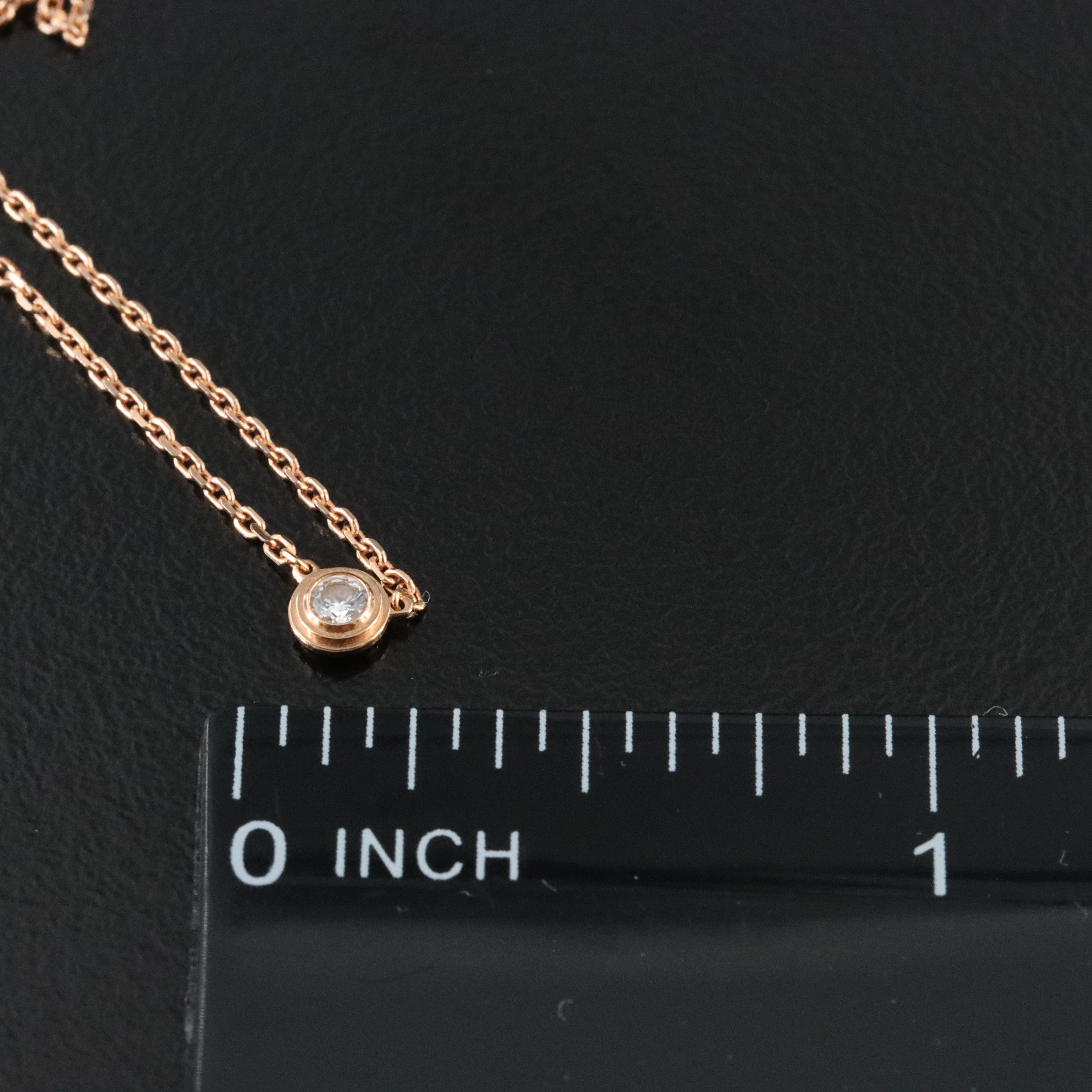 Cartier D'Amour 18K Rose Gold Diamond Solitaire Necklace