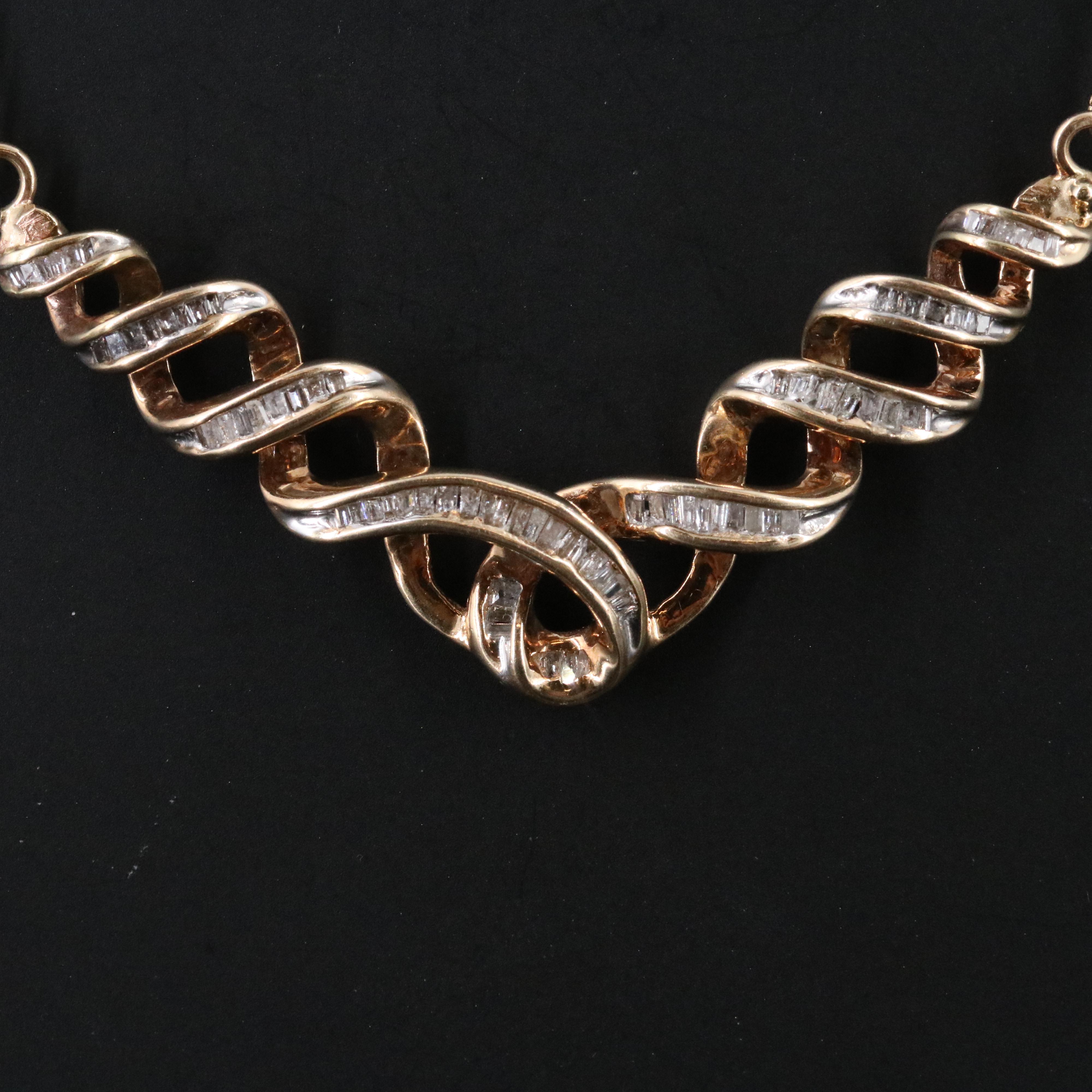 14K 0.98 CTW Diamond Ribbon Necklace