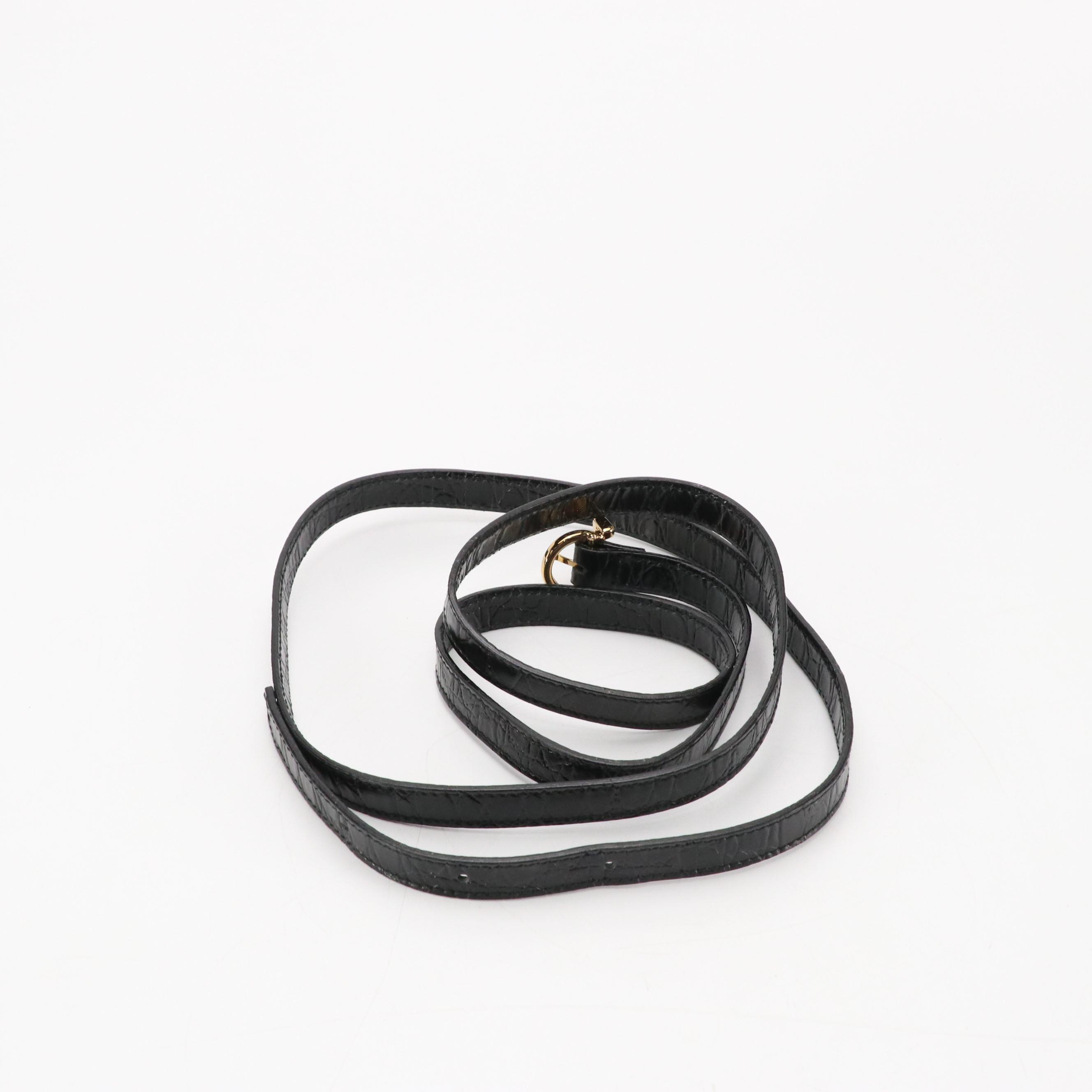 Salvatore Ferragamo Front Flap Two-Way Bag in Shiny Croc Embossed Leather