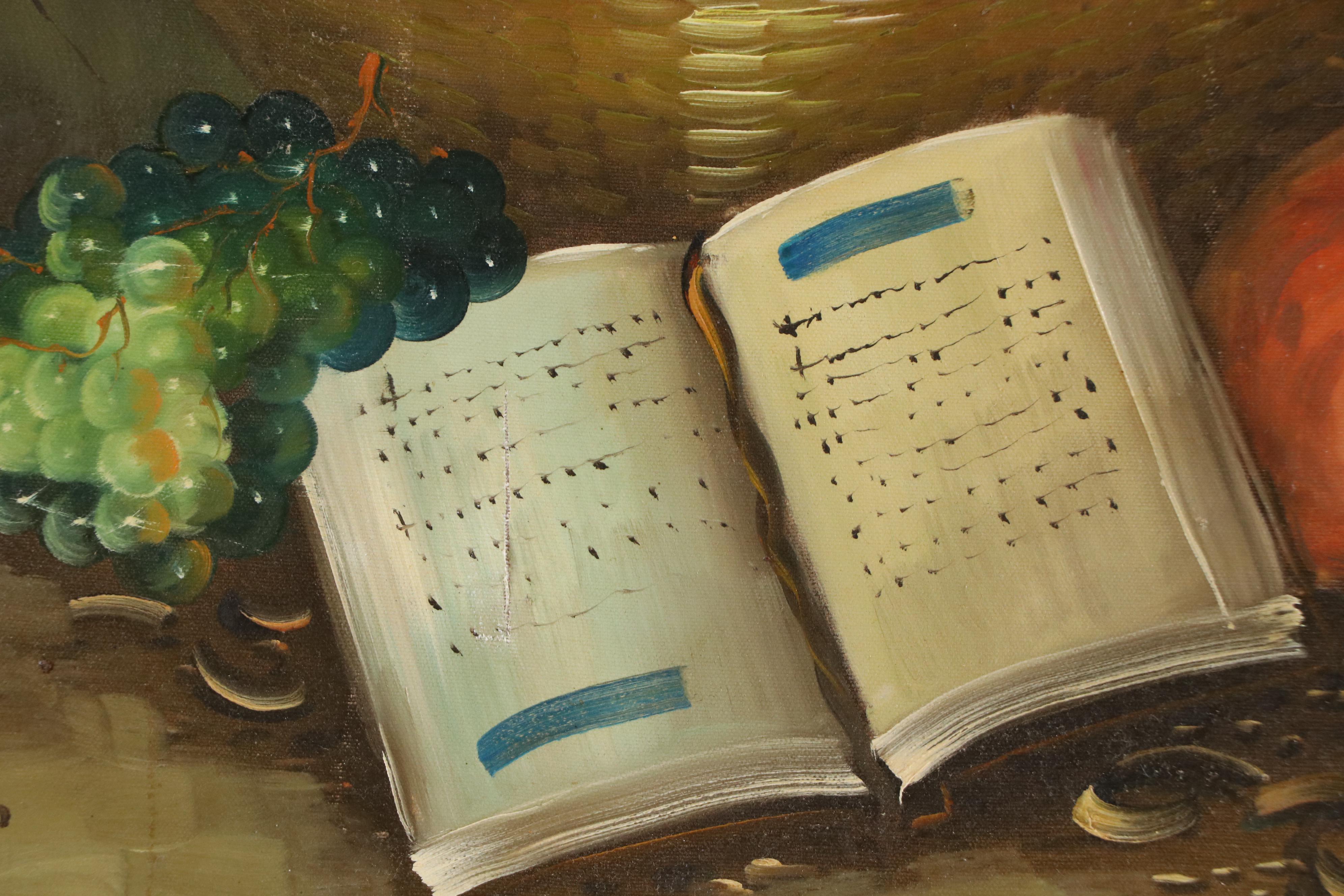 W. Young Oil Painting of Still Life With Fruit, Mid-20th Century