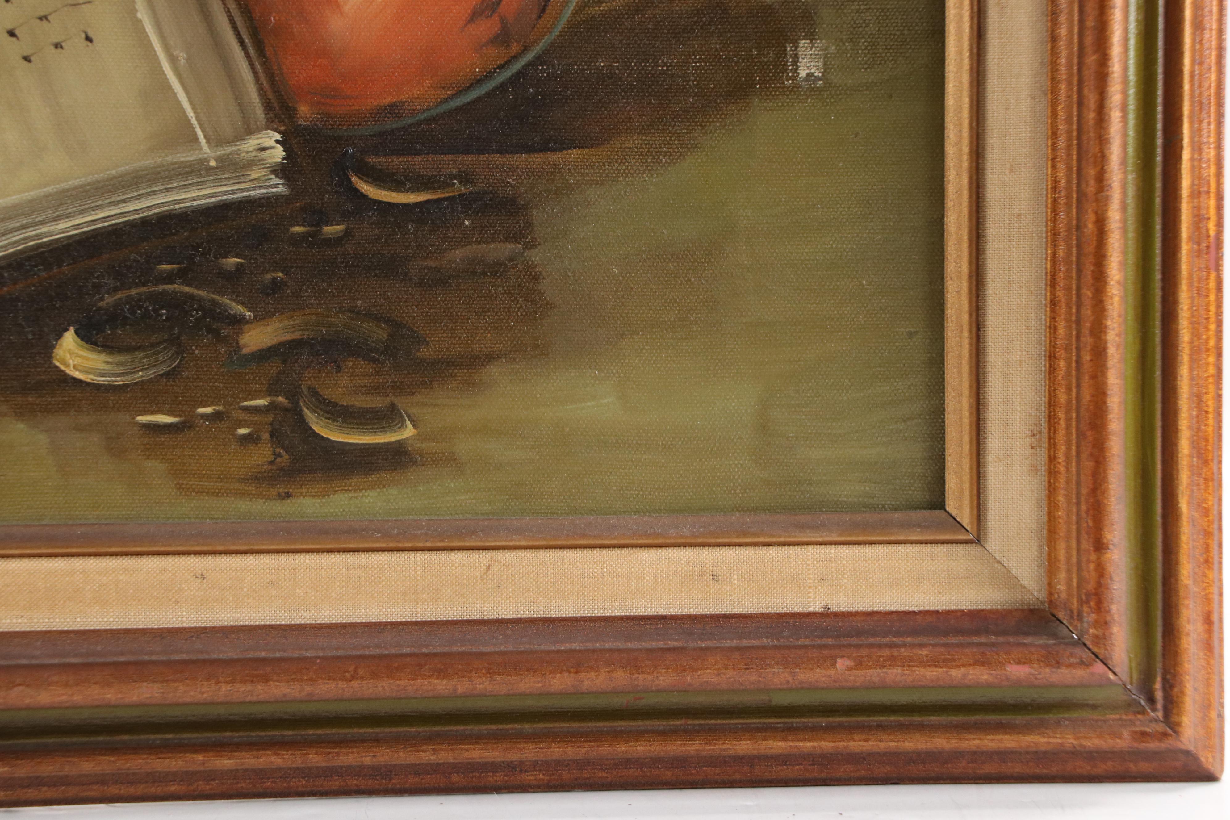 W. Young Oil Painting of Still Life With Fruit, Mid-20th Century