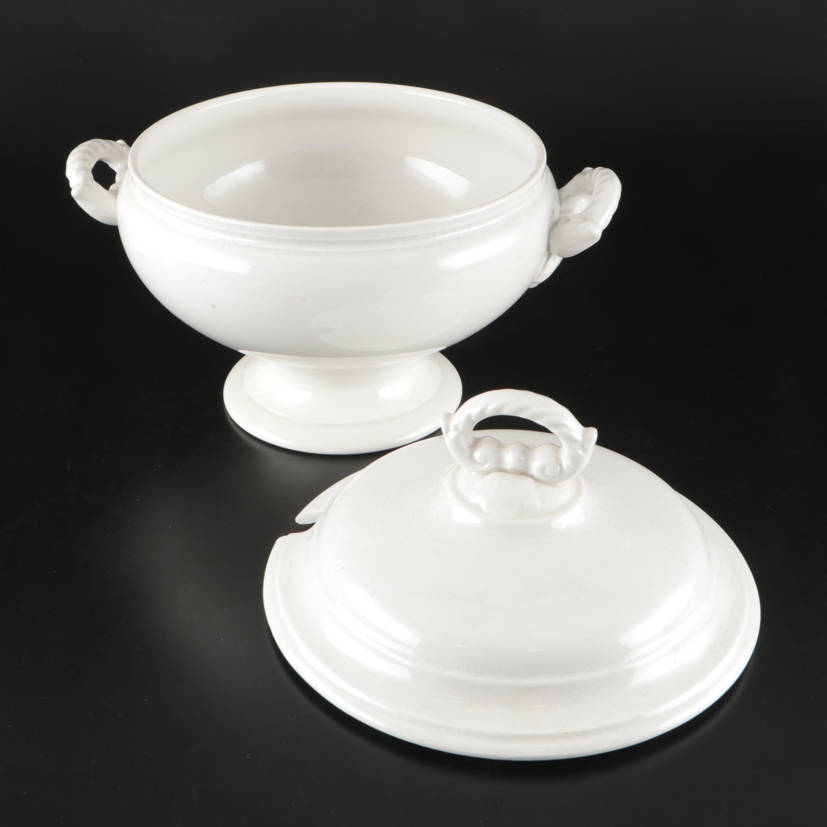 Boch Frères Belgian Ceramic Tureen with Societe Ceramique Ladle