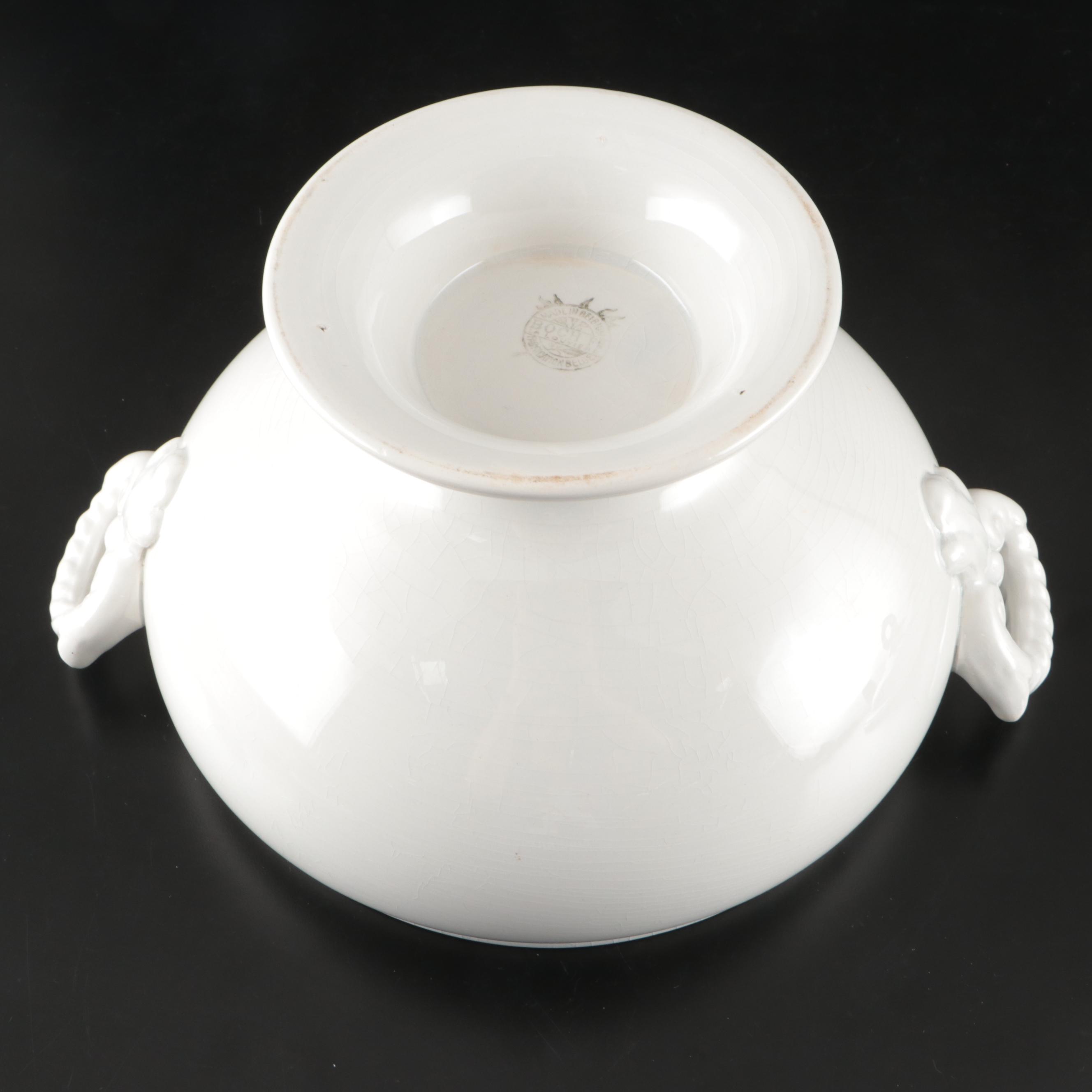 Boch Frères Belgian Ceramic Tureen with Societe Ceramique Ladle