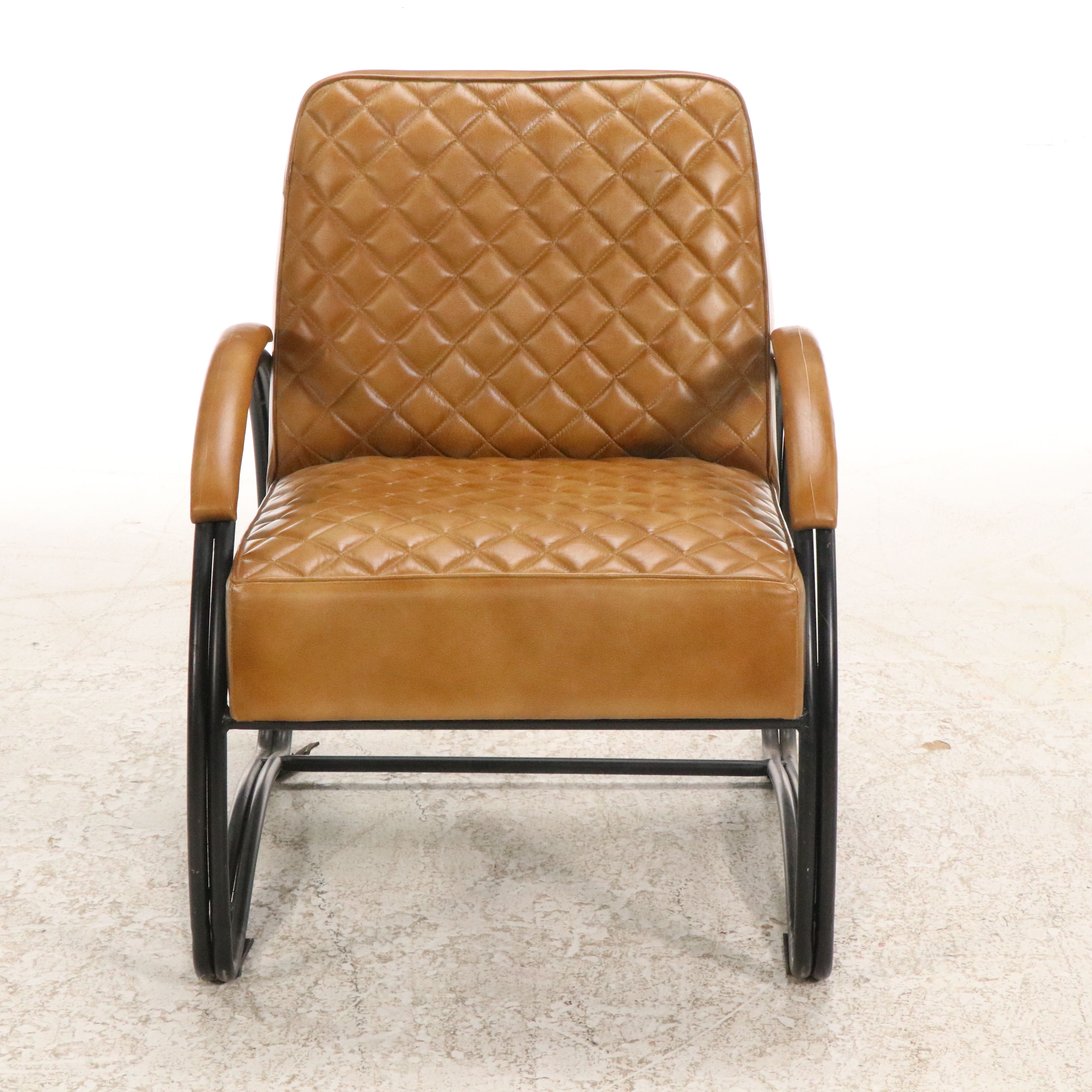 Mid Century Modern Style Quilted Vinyl Armchair