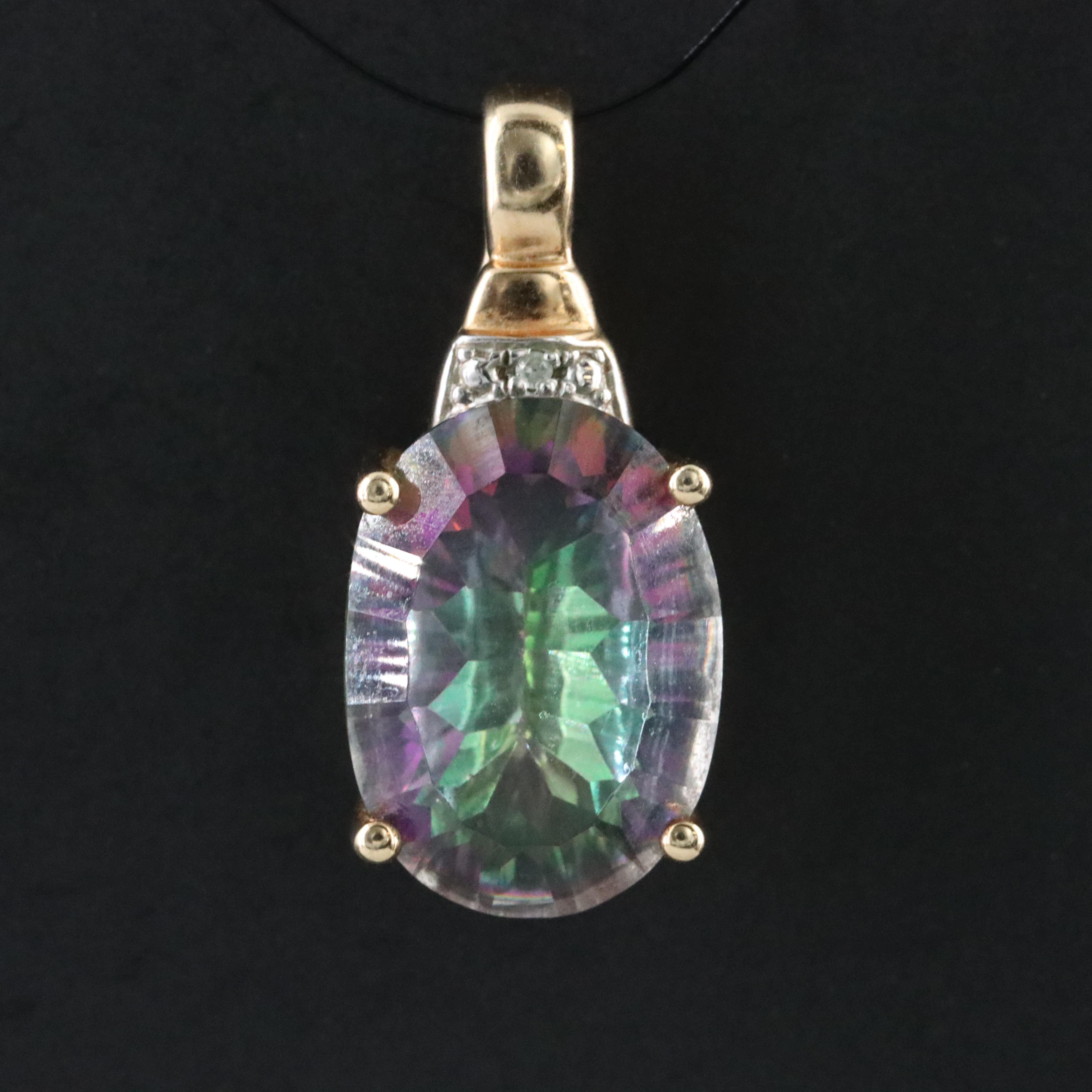 10K Mystic Topaz and Diamond Accent Pendant