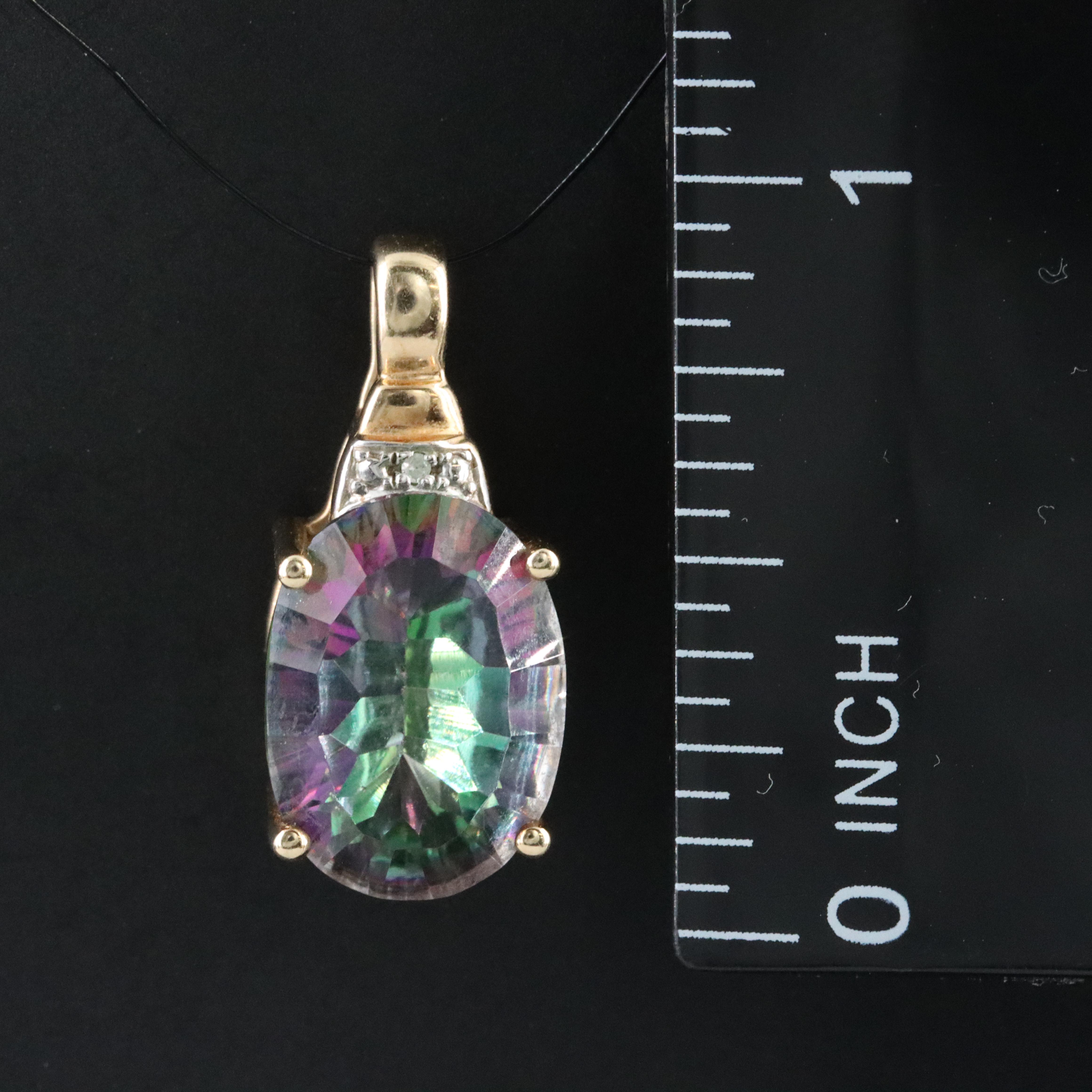 10K Mystic Topaz and Diamond Accent Pendant