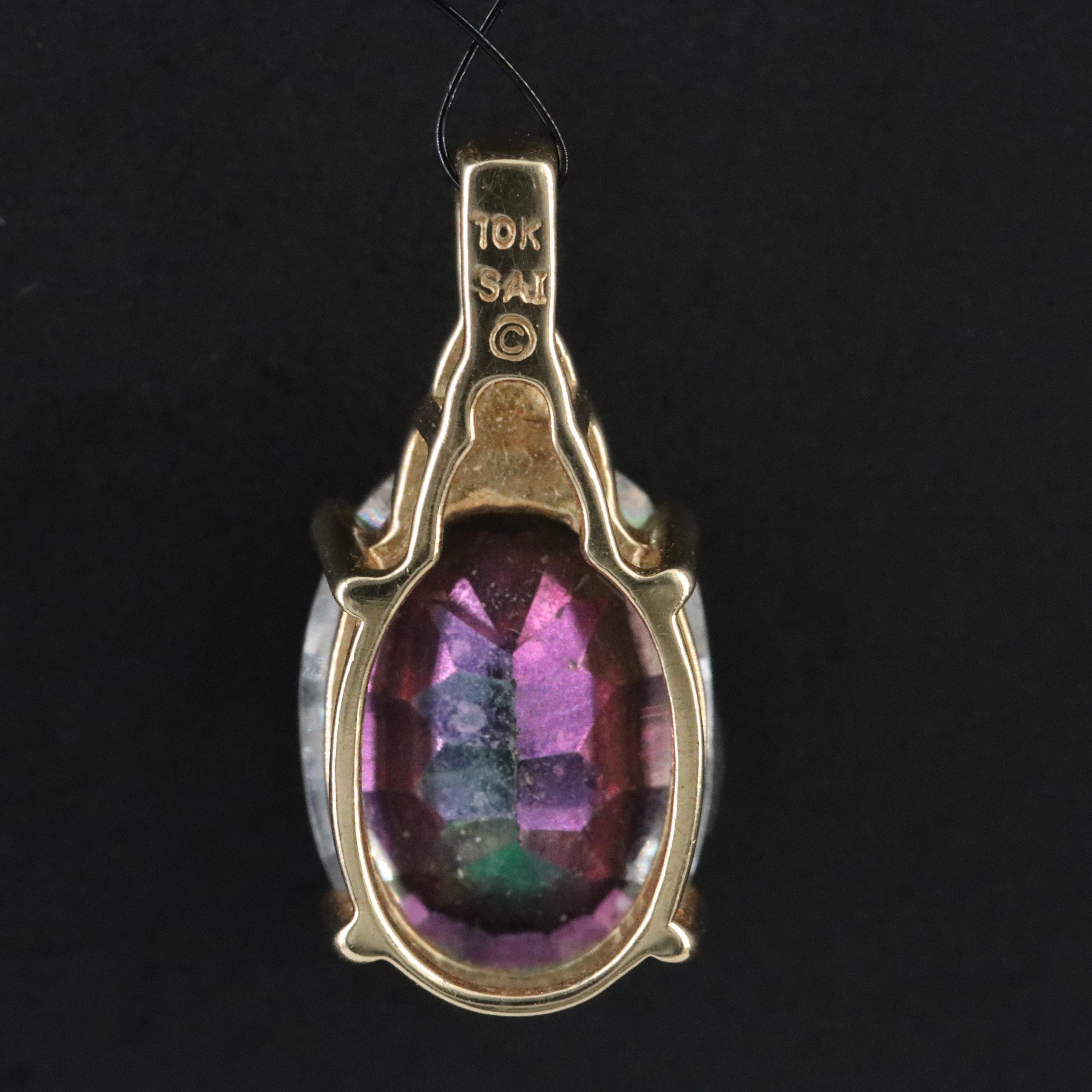 10K Mystic Topaz and Diamond Accent Pendant