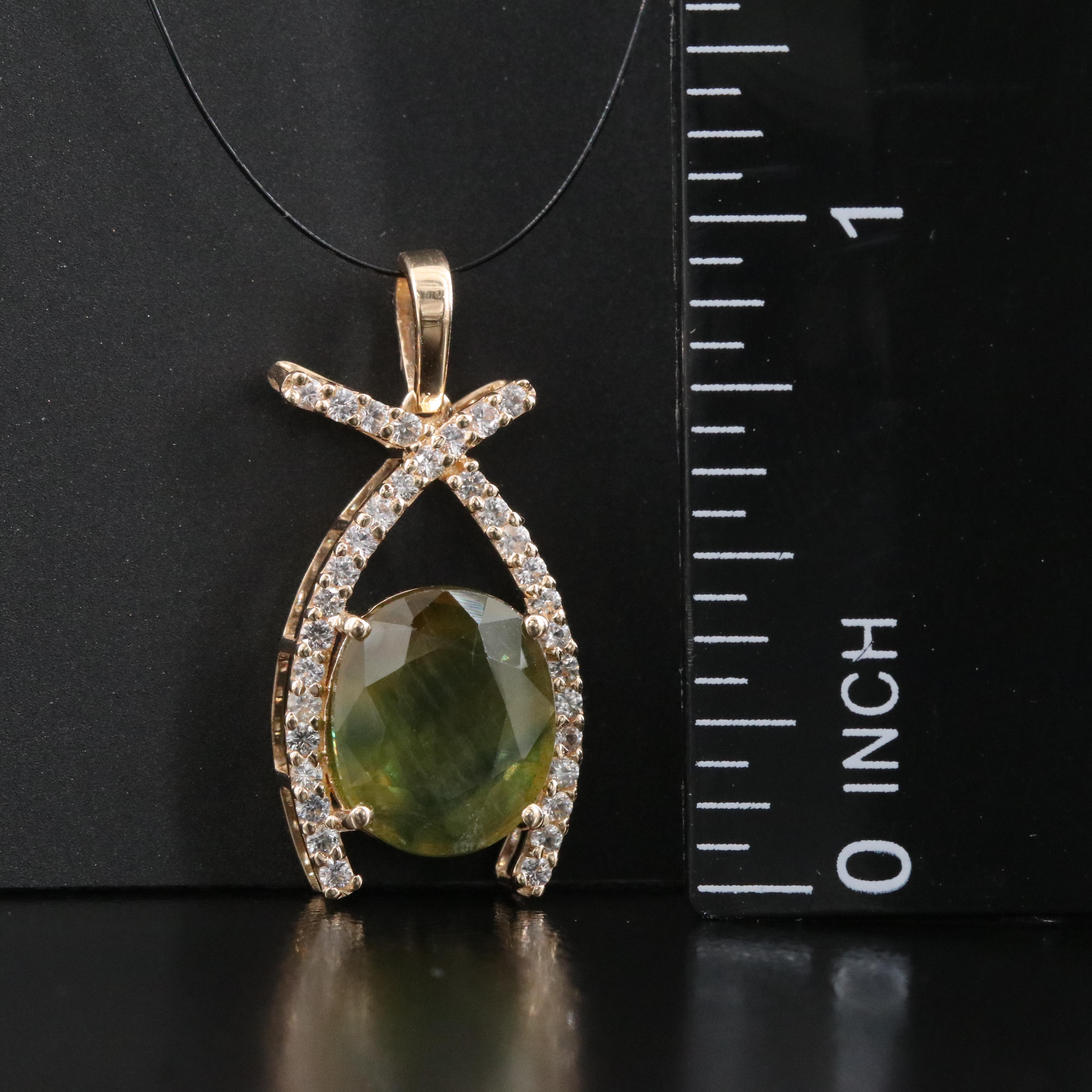 14K Sapphire and White Sapphire Pendant