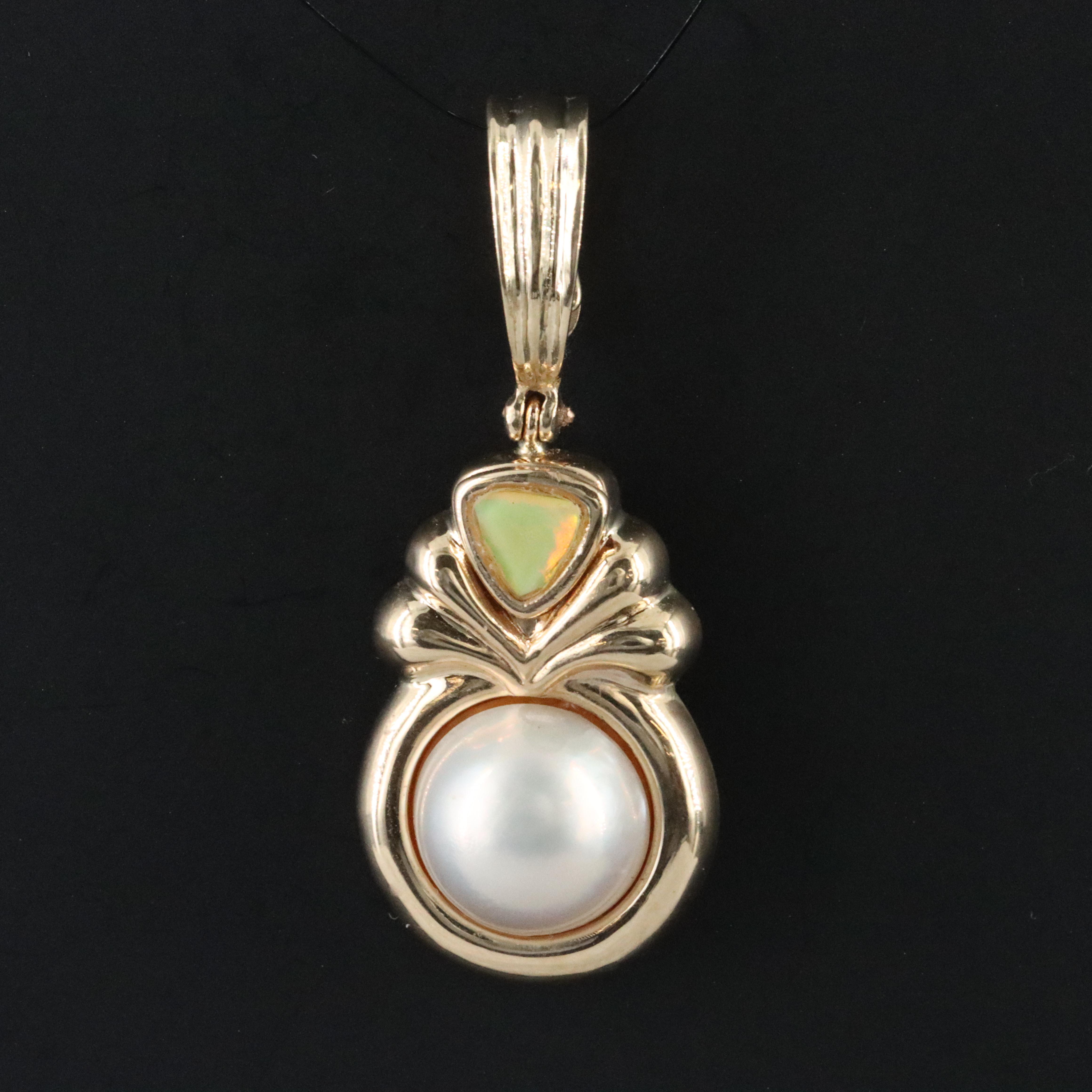 14K Pearl and Opal Enhancer Pendant