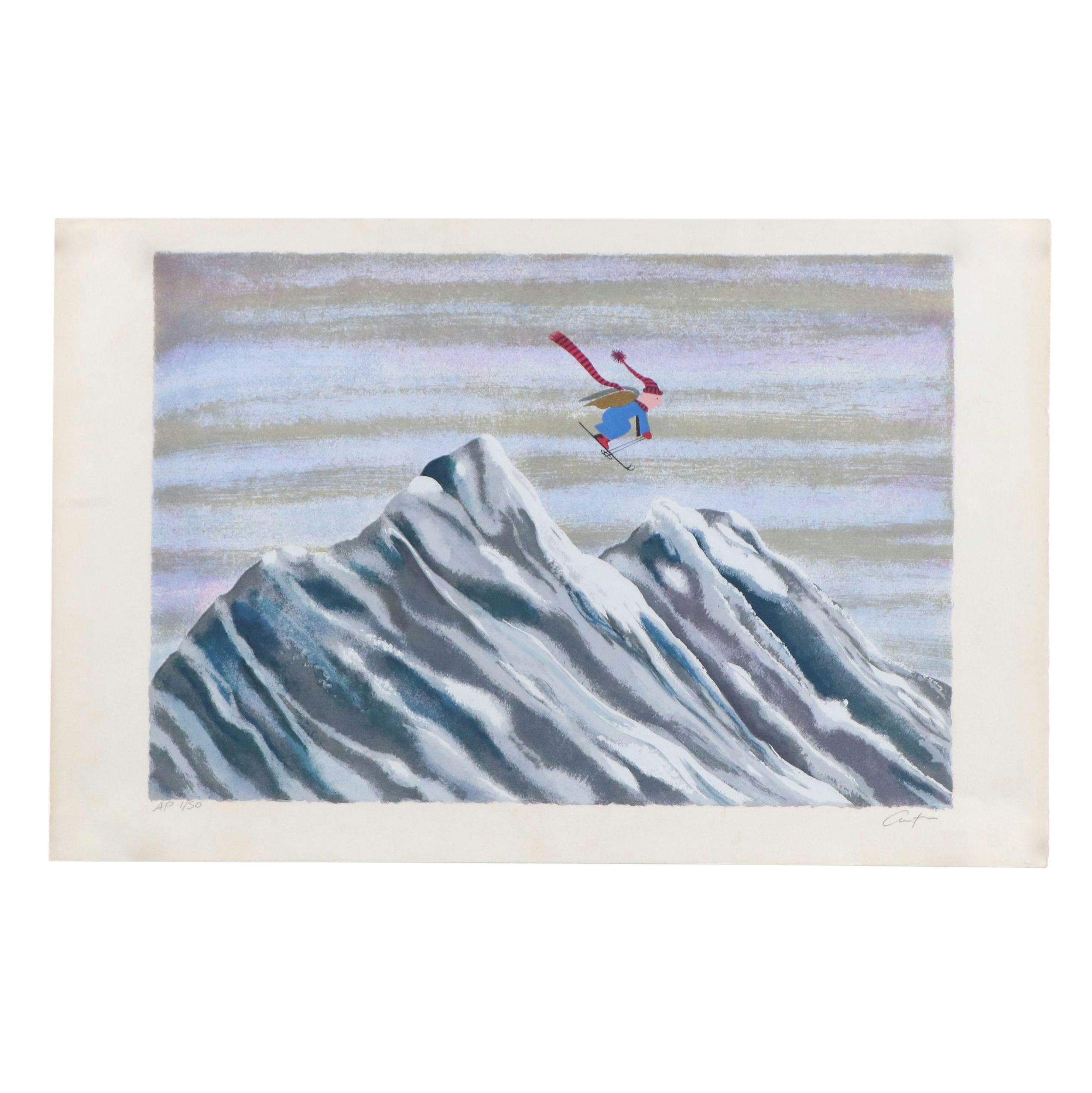 Serigraph of Angel Ski Jump, Late 20th Century