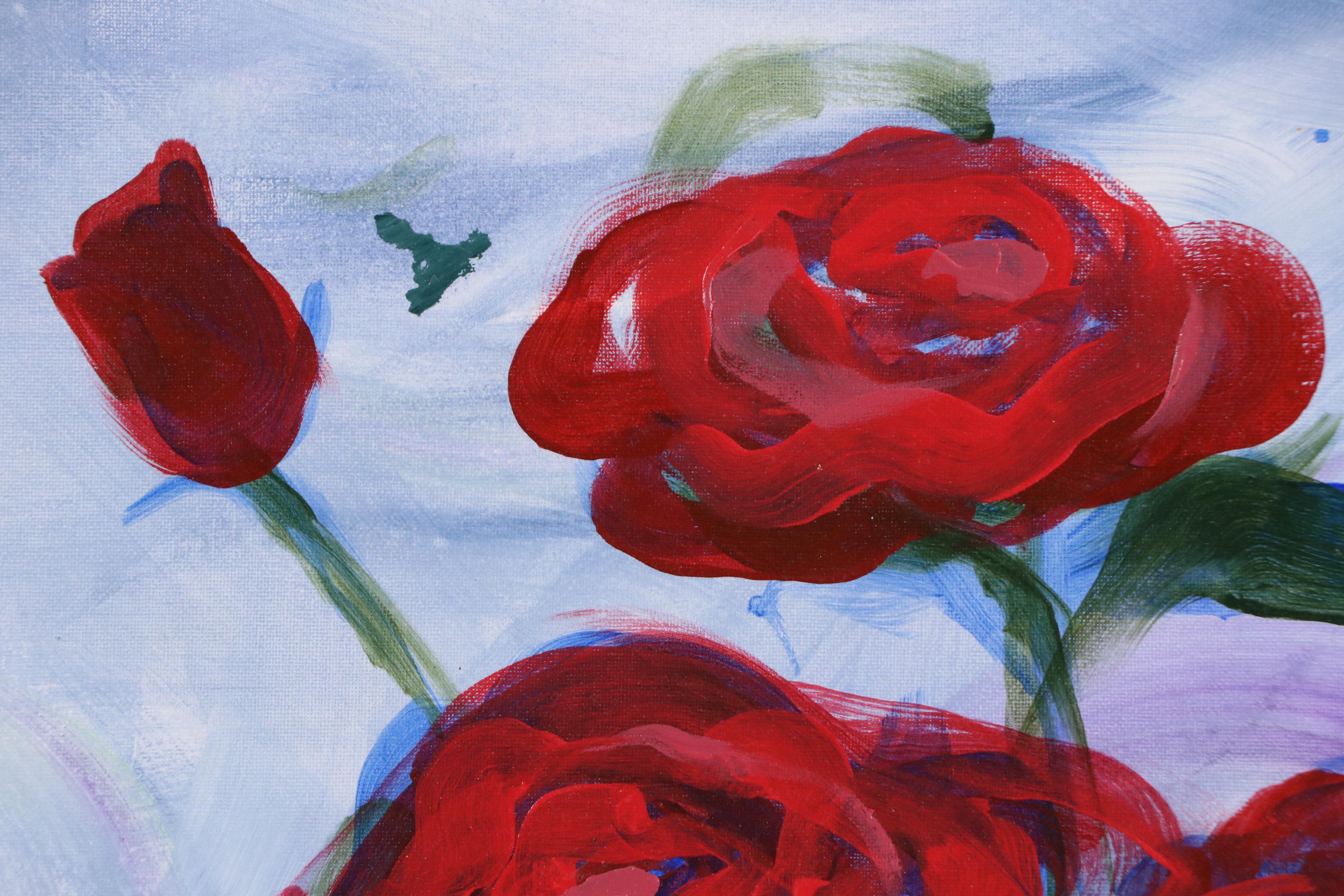 Said Oladejo-Iawal Still Life Acrylic Painting of Roses, 2020