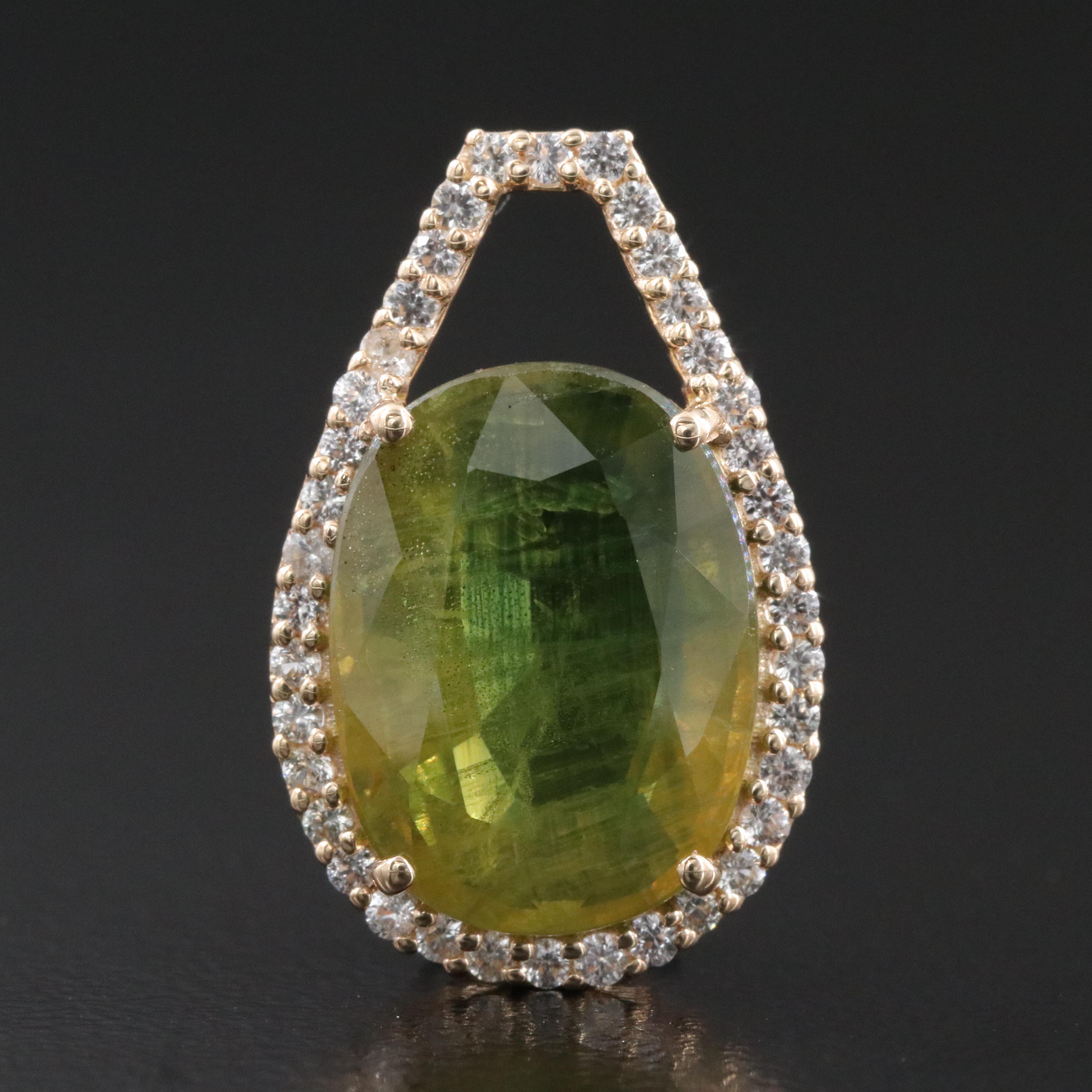 14K Sapphire and White Sapphire Pendant