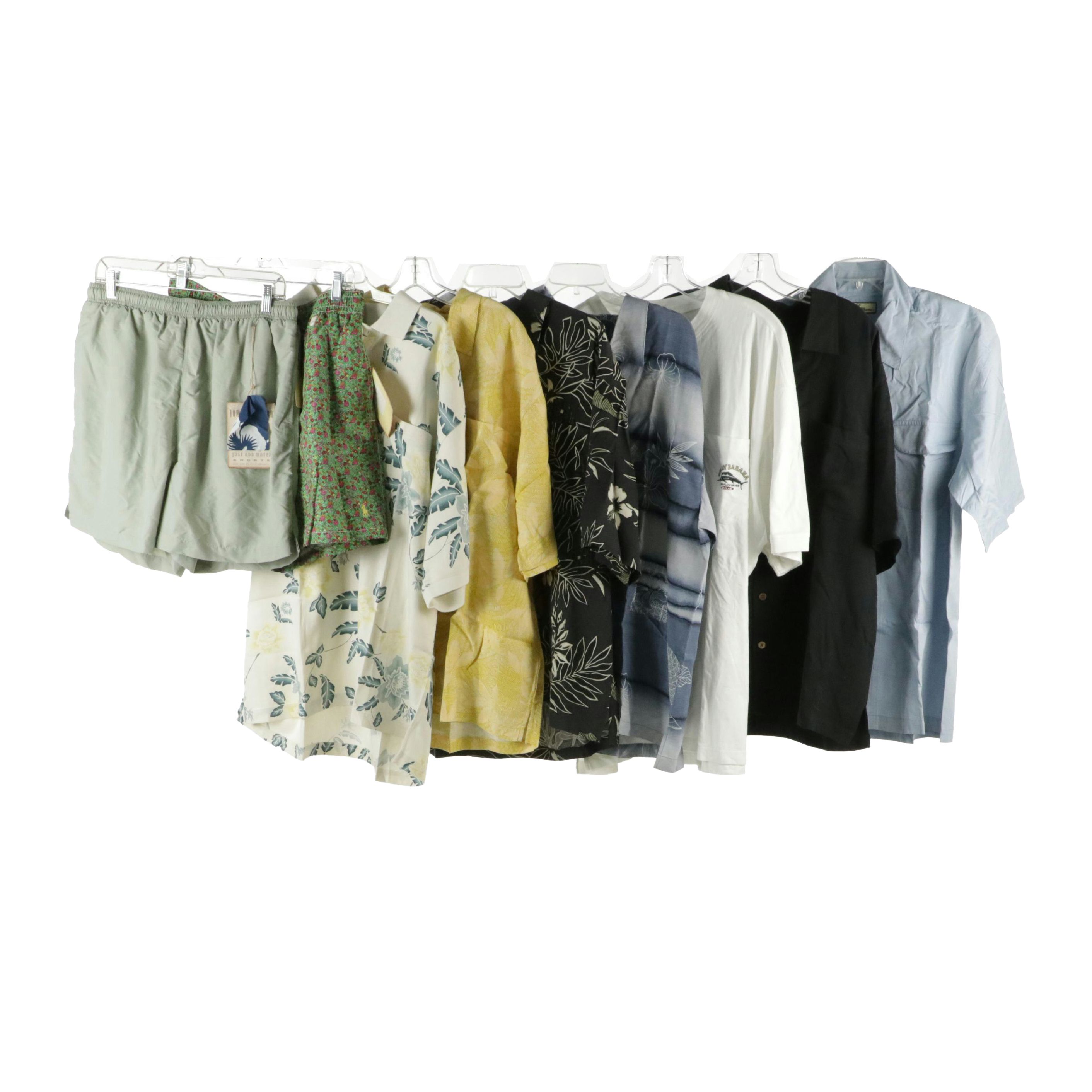 Men's Silk and Linen Polo & Button-Up's From Tommy Bahama W/ Other Swim Trunks