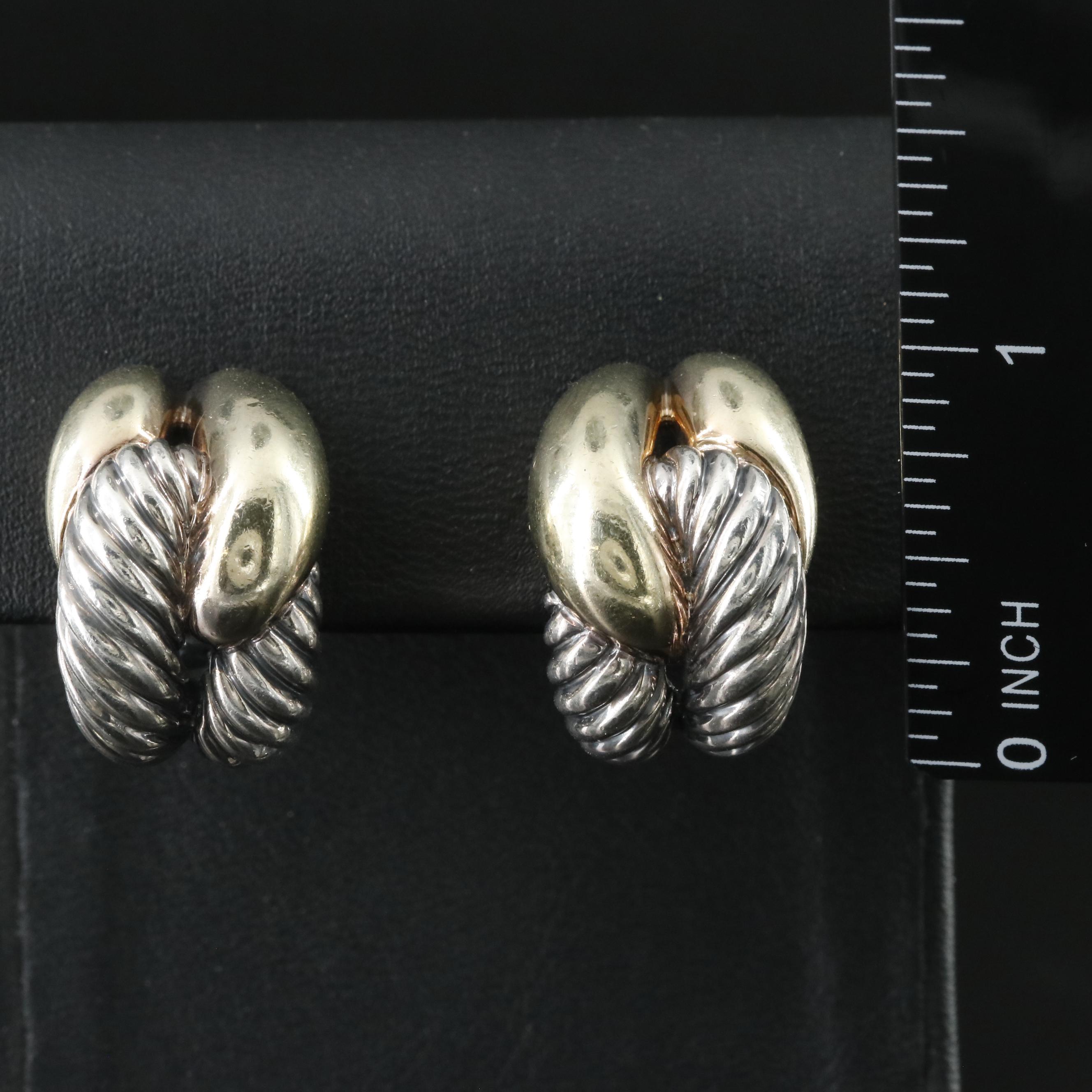 David Yurman Labyrinth Sterling 14K Clip Earrings