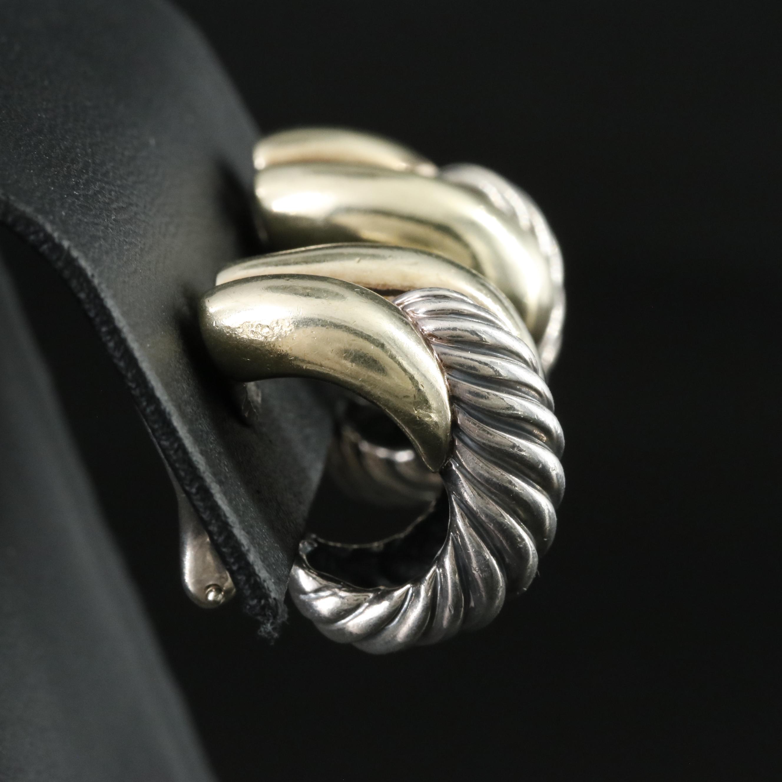 David Yurman Labyrinth Sterling 14K Clip Earrings