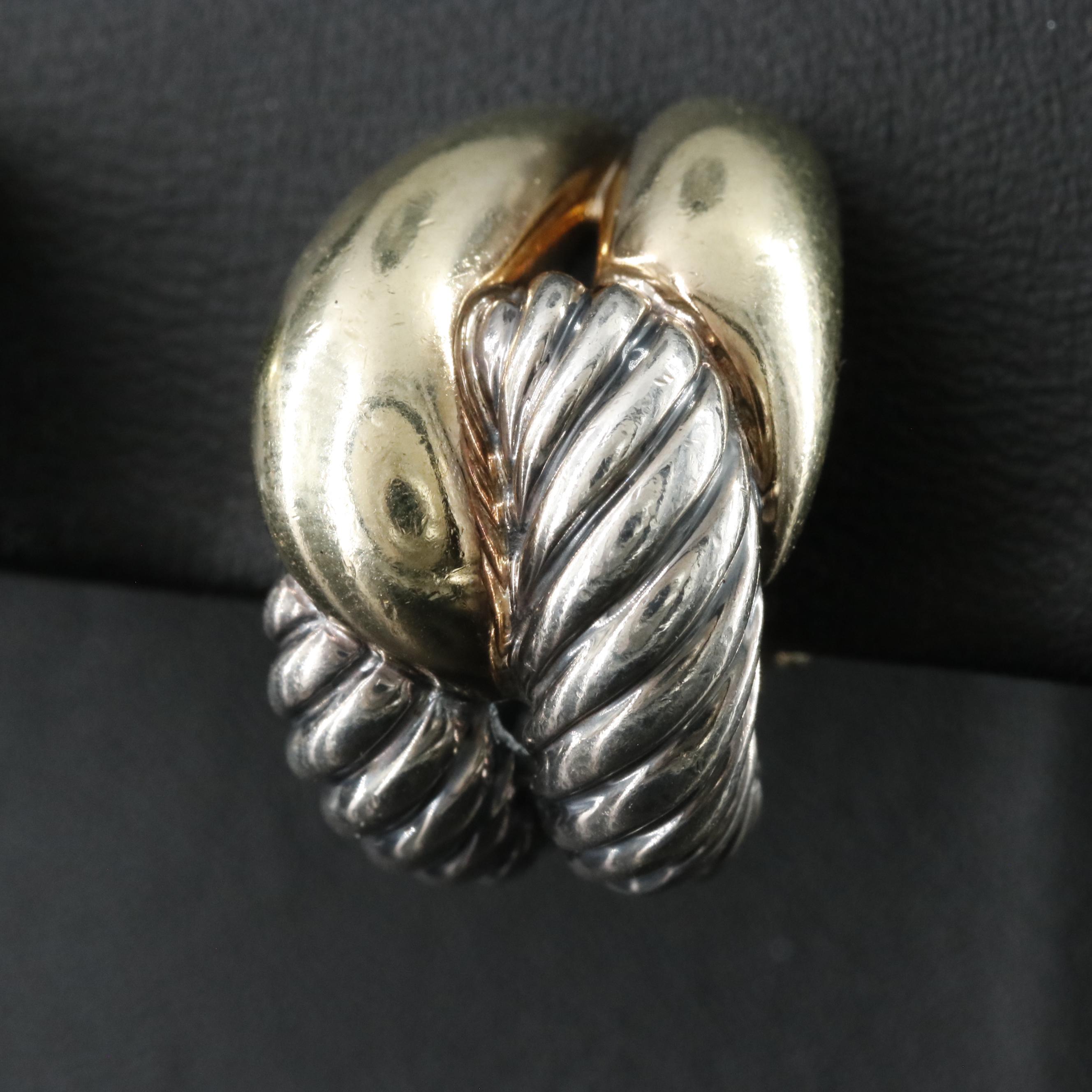 David Yurman Labyrinth Sterling 14K Clip Earrings