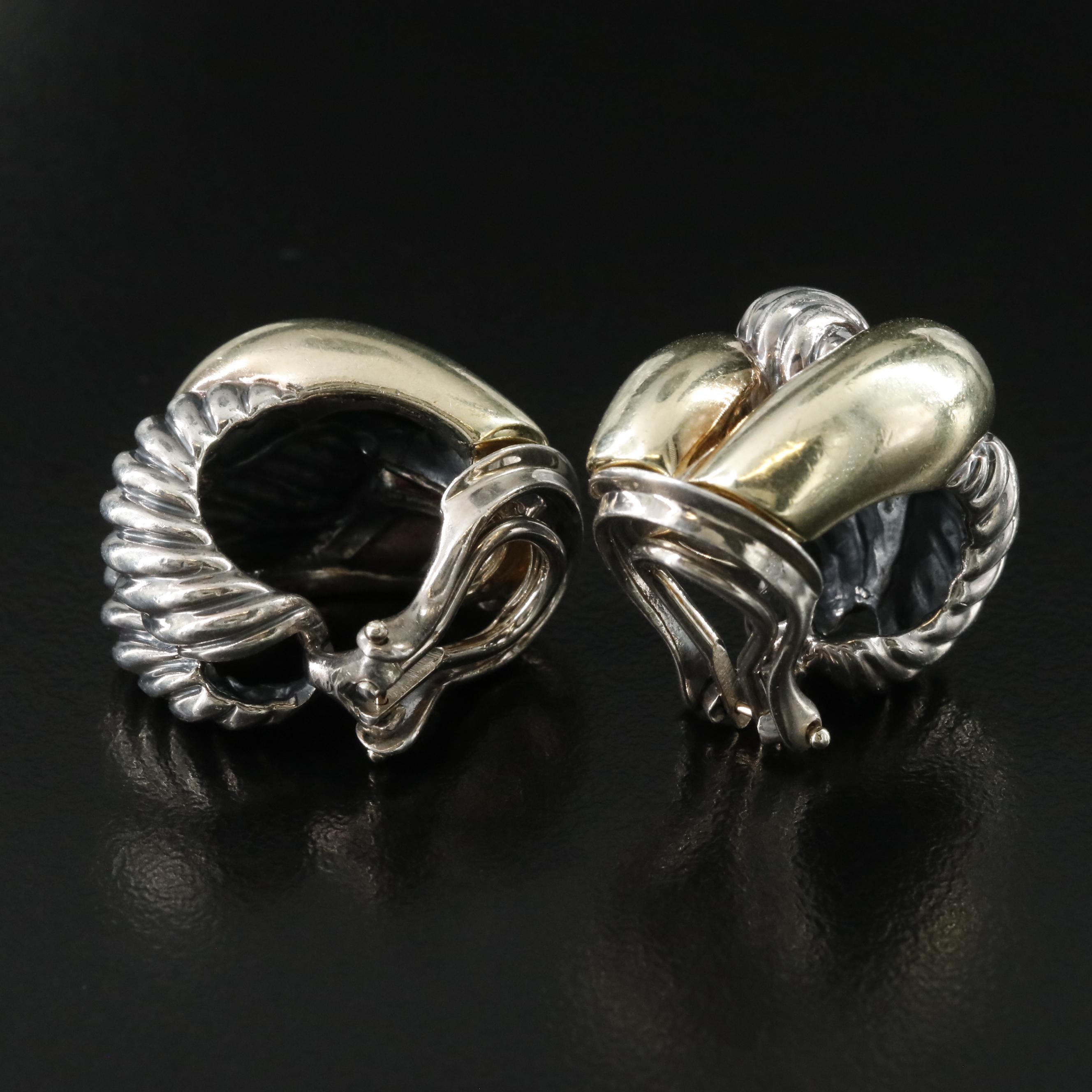 David Yurman Labyrinth Sterling 14K Clip Earrings