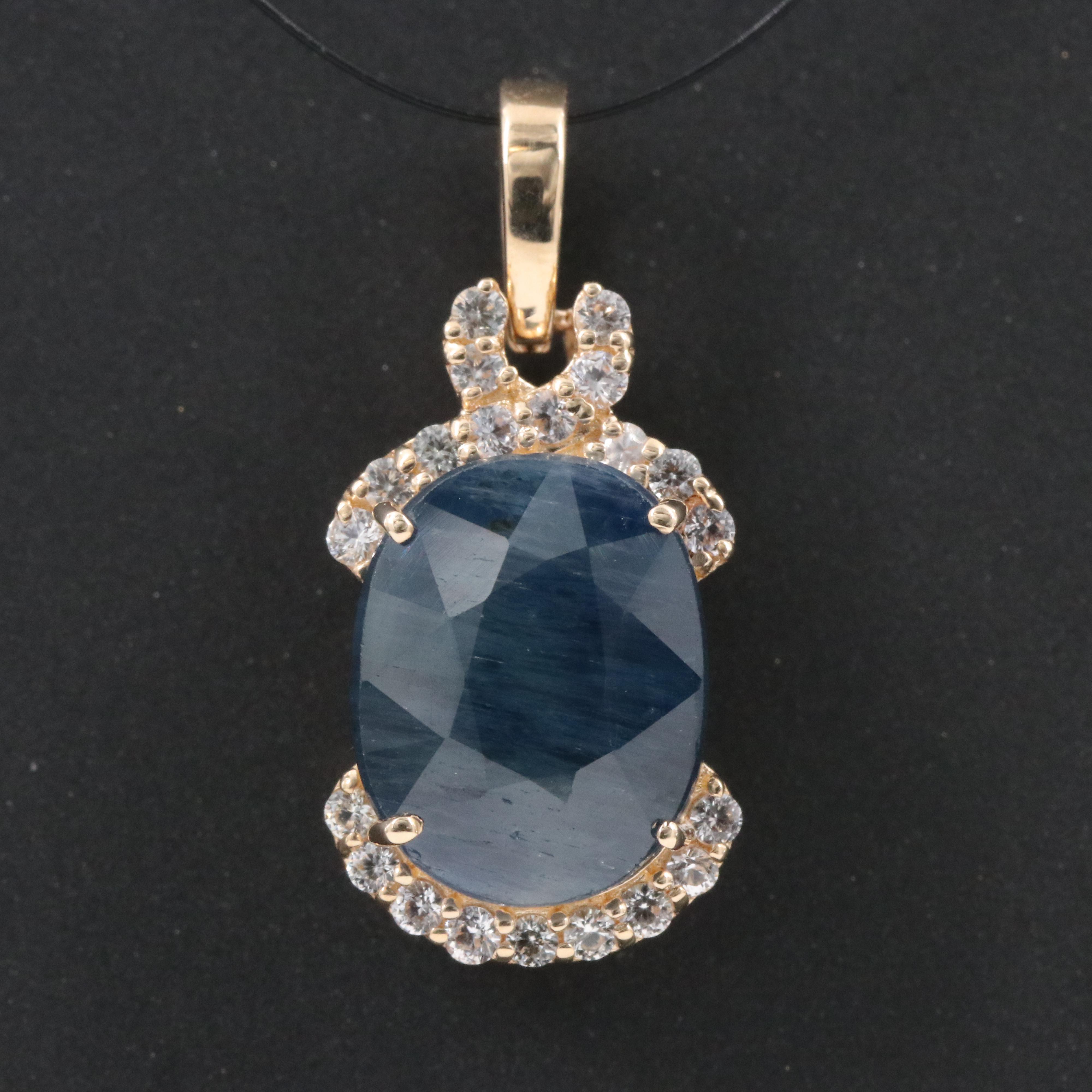 14K Sapphire and White Sapphire Pendant